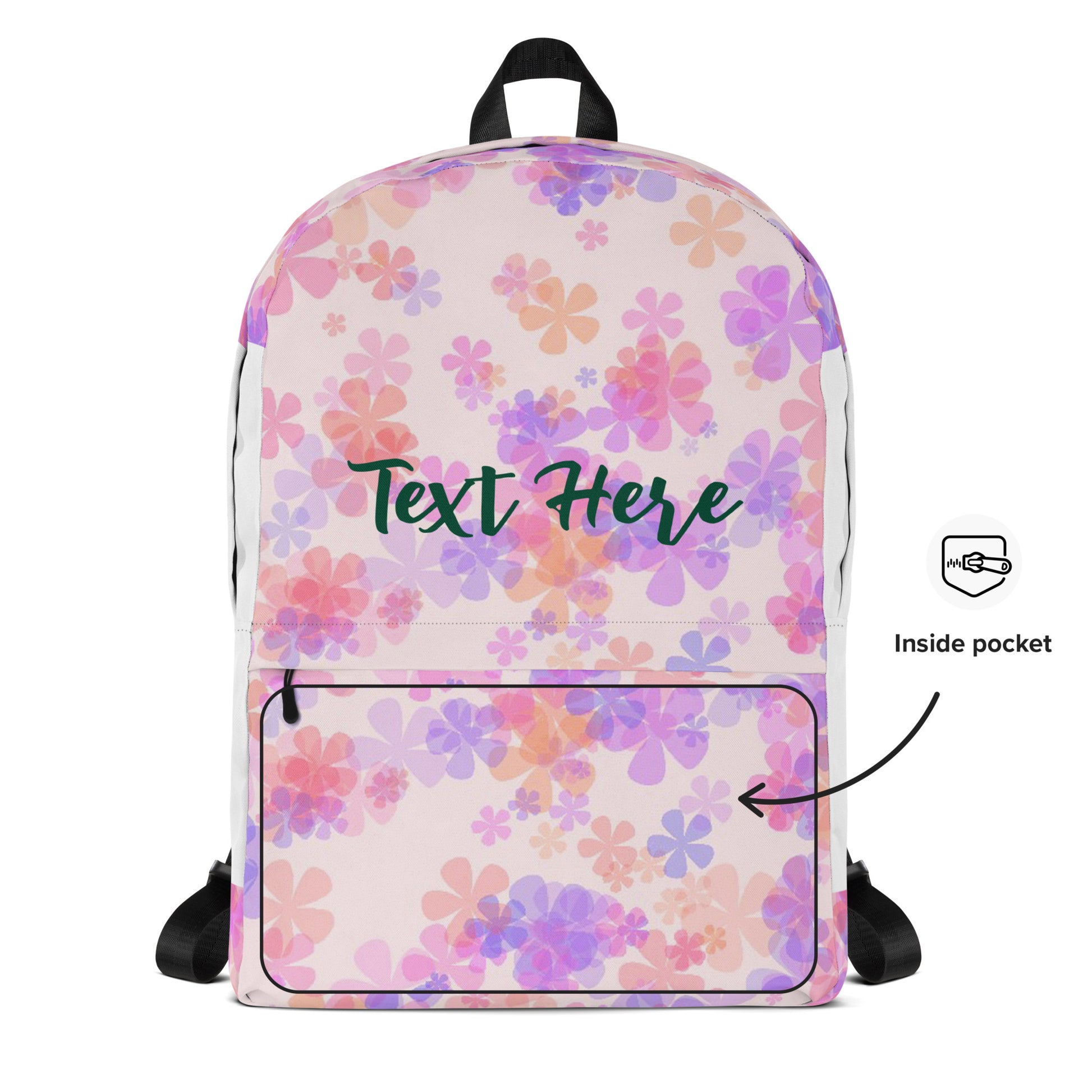 Pink Purple Flowers School Backpack