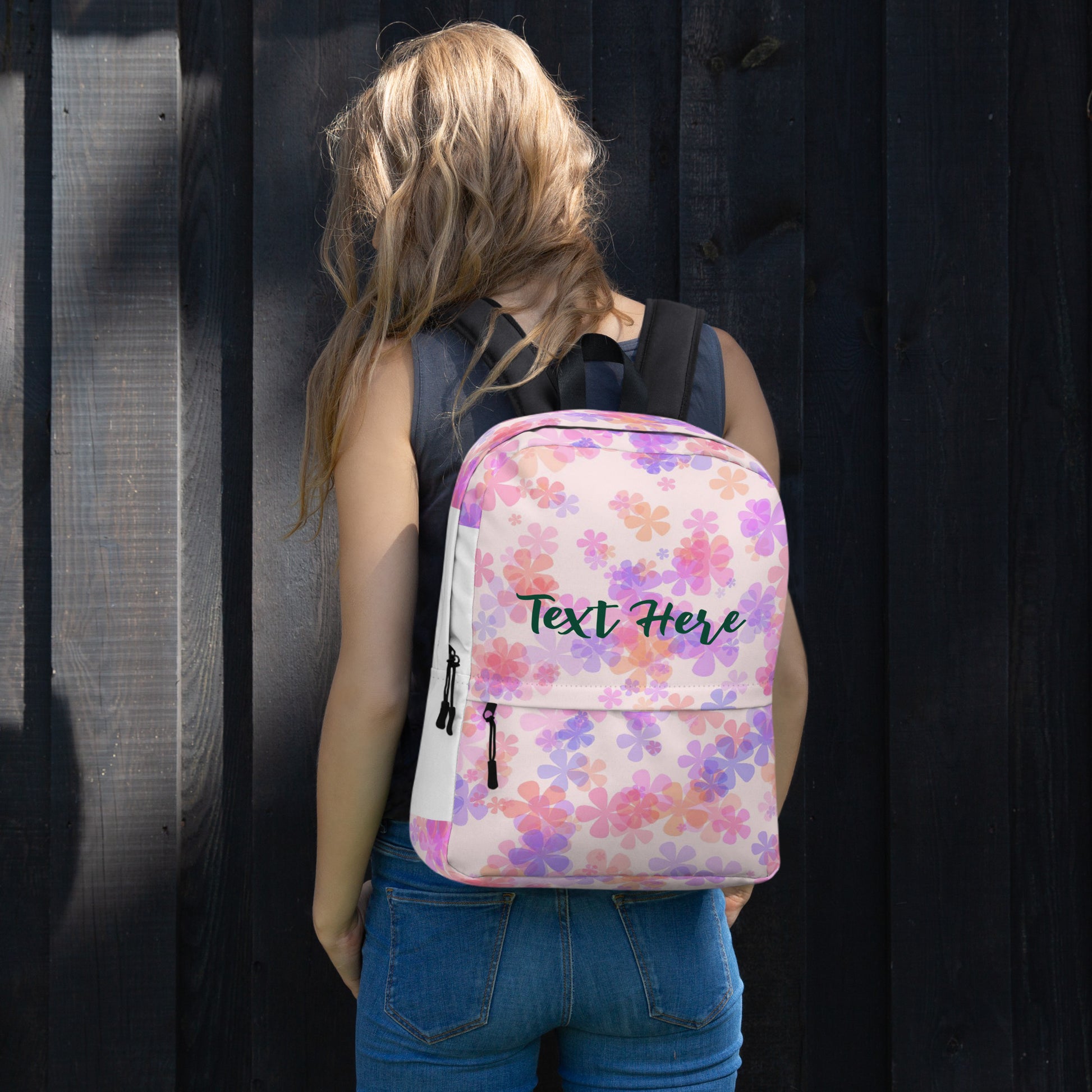 Pink Purple Flowers School Backpack
