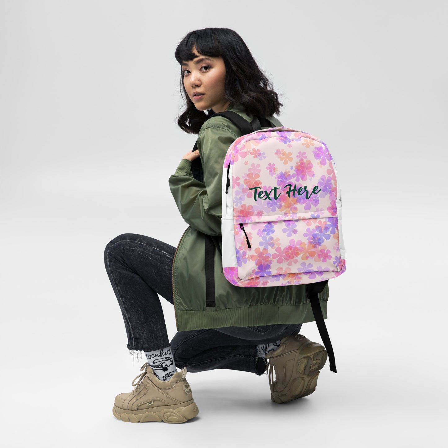 Pink Purple Flowers School Backpack