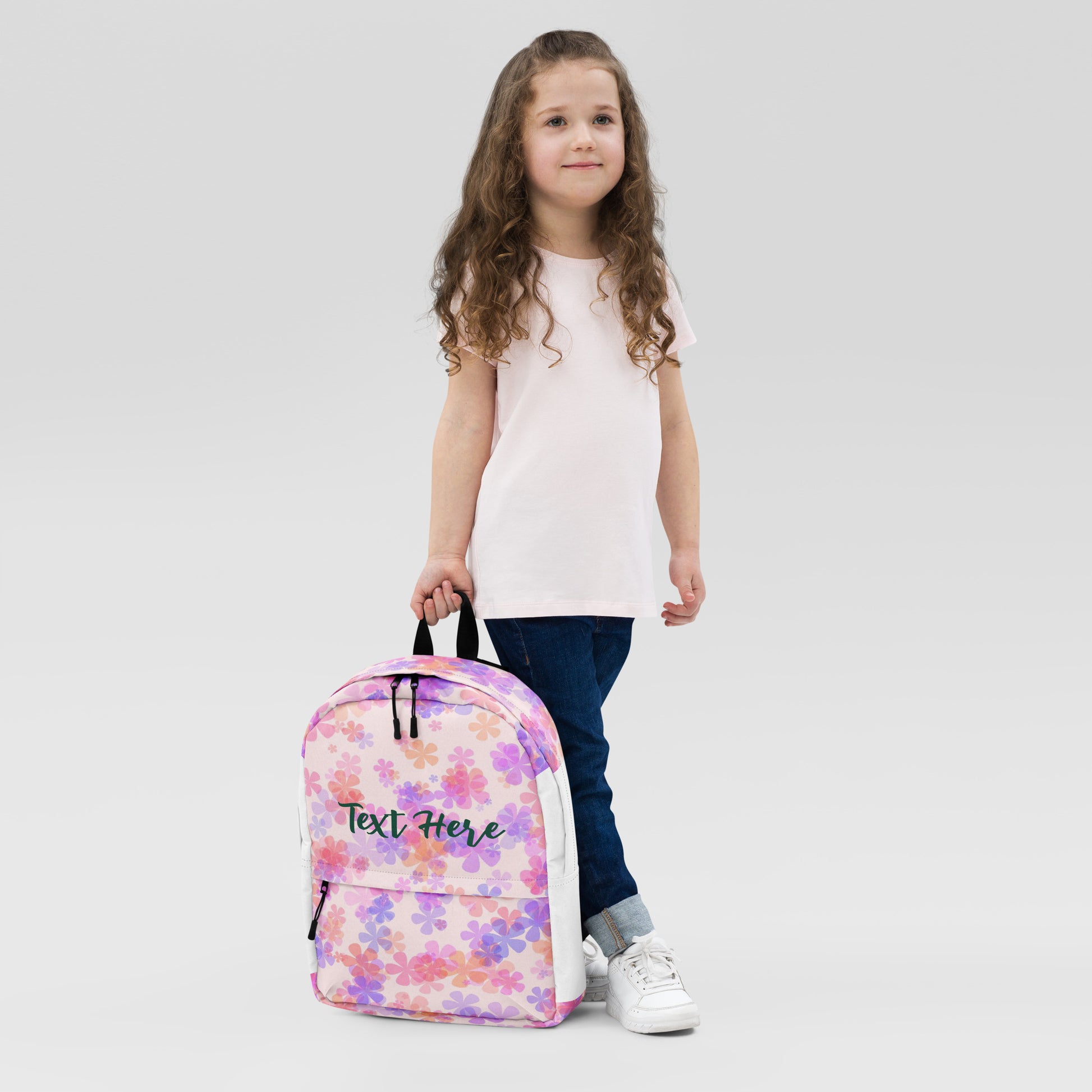 Pink Purple Flowers School Backpack