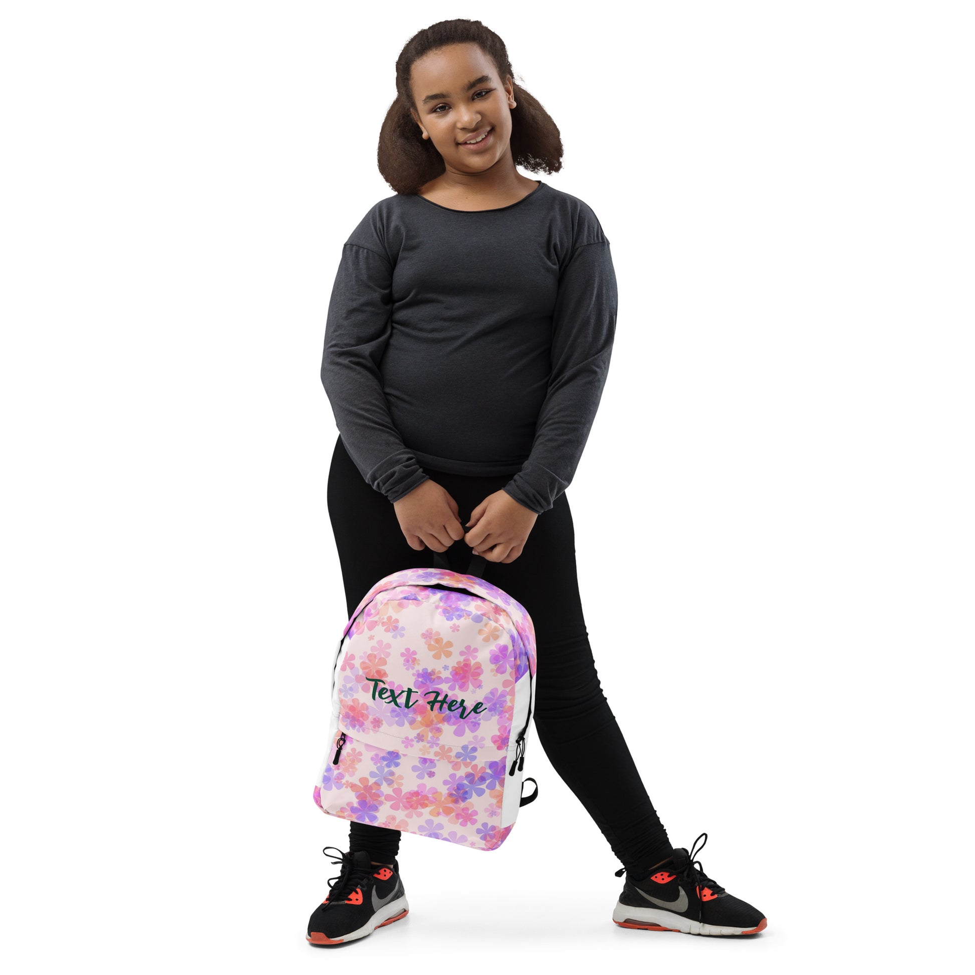 Pink Purple Flowers School Backpack