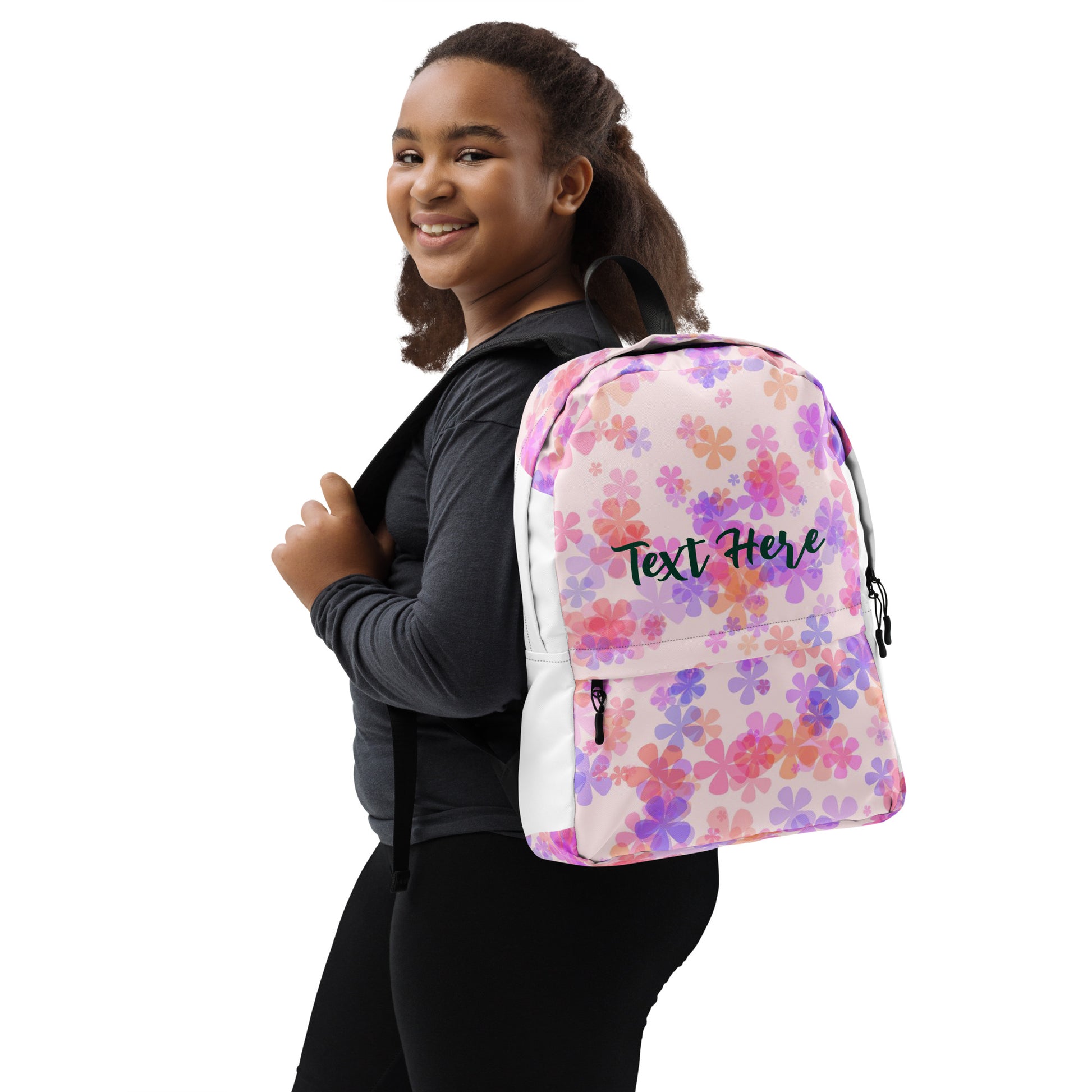 Pink Purple Flowers School Backpack