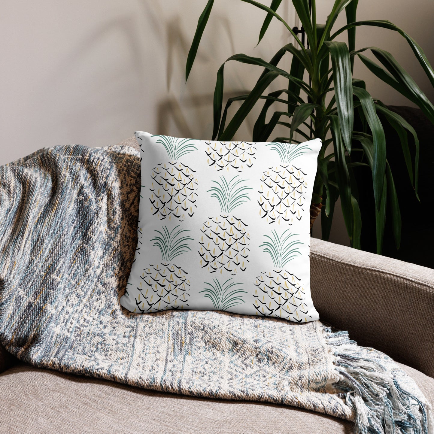 Pineapple Abstract Art Basic Pillow