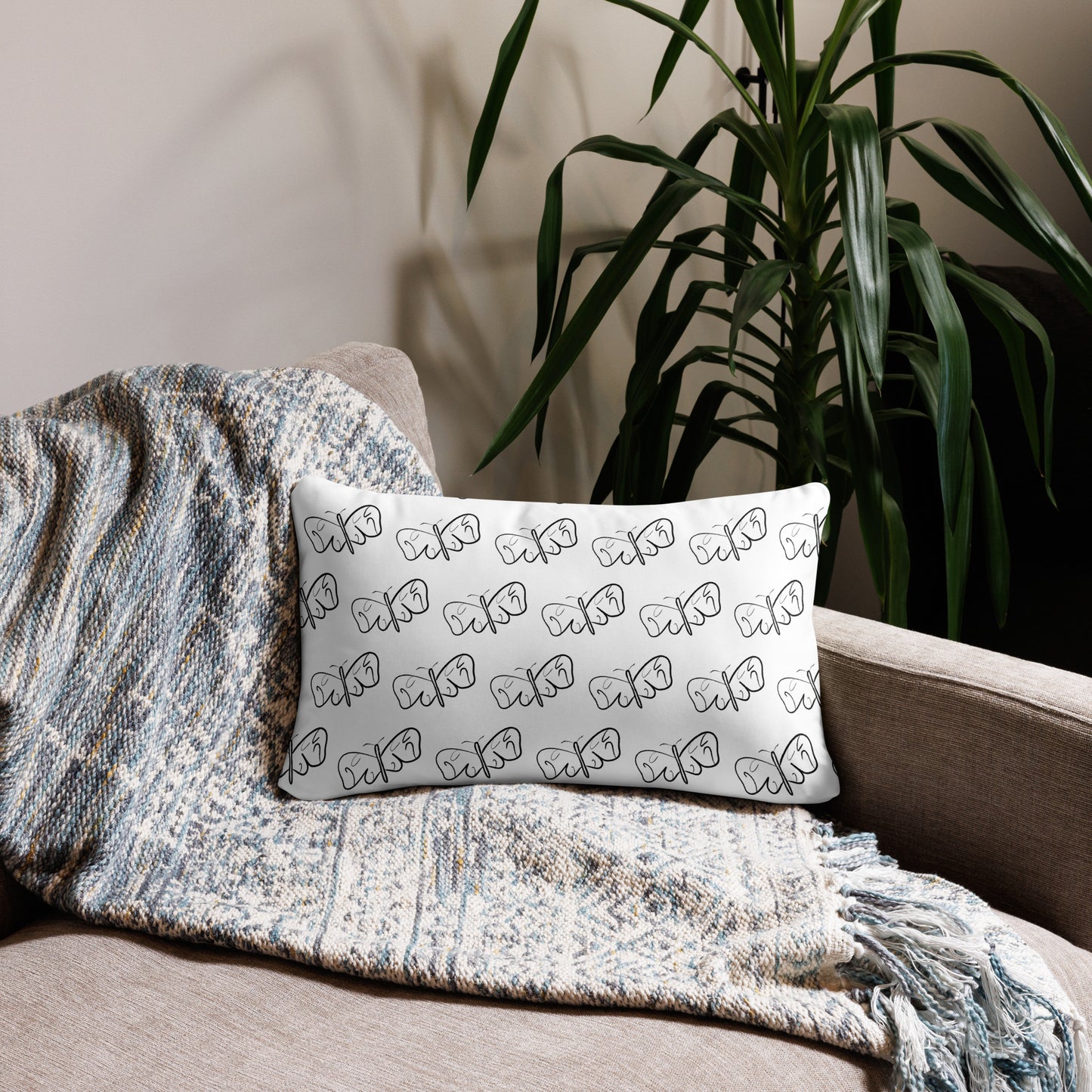 Black and White Abstract Butterfly Basic Pillow 20″×12″