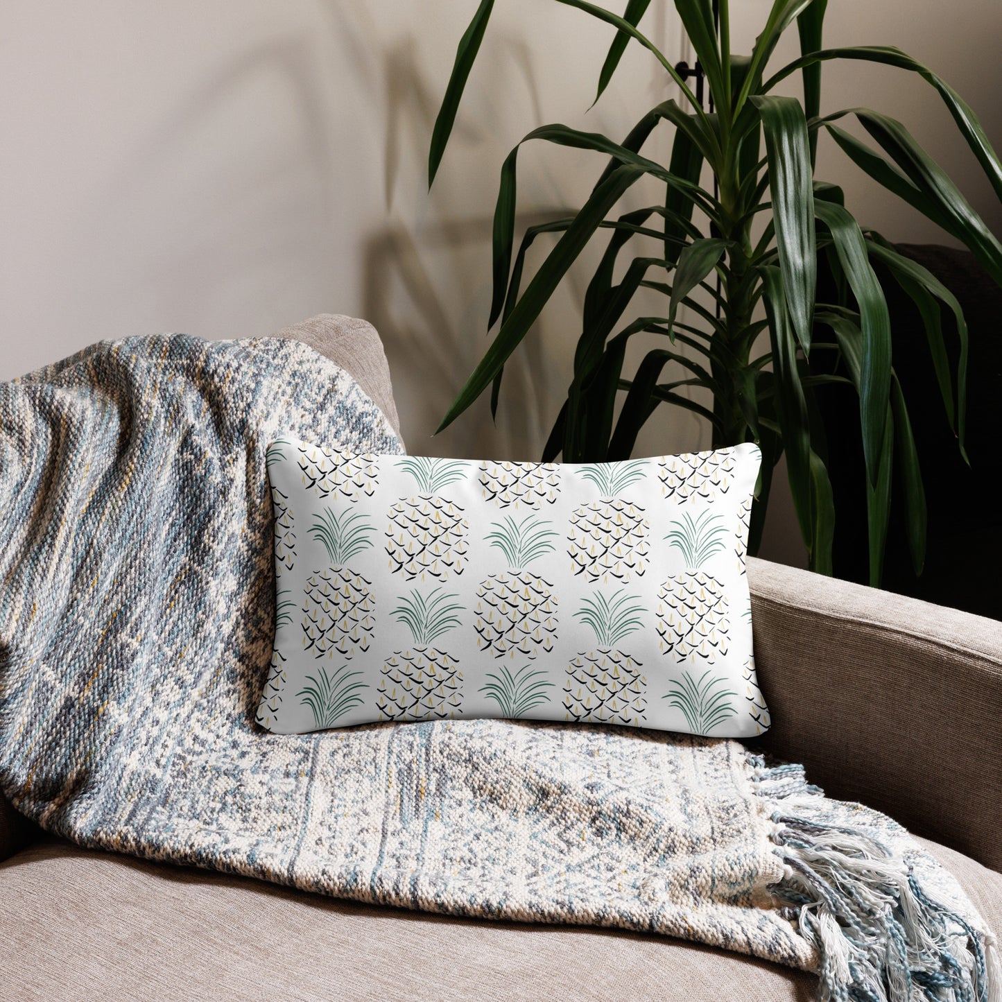 Pineapple Abstract Art Basic Pillow 20″×12″