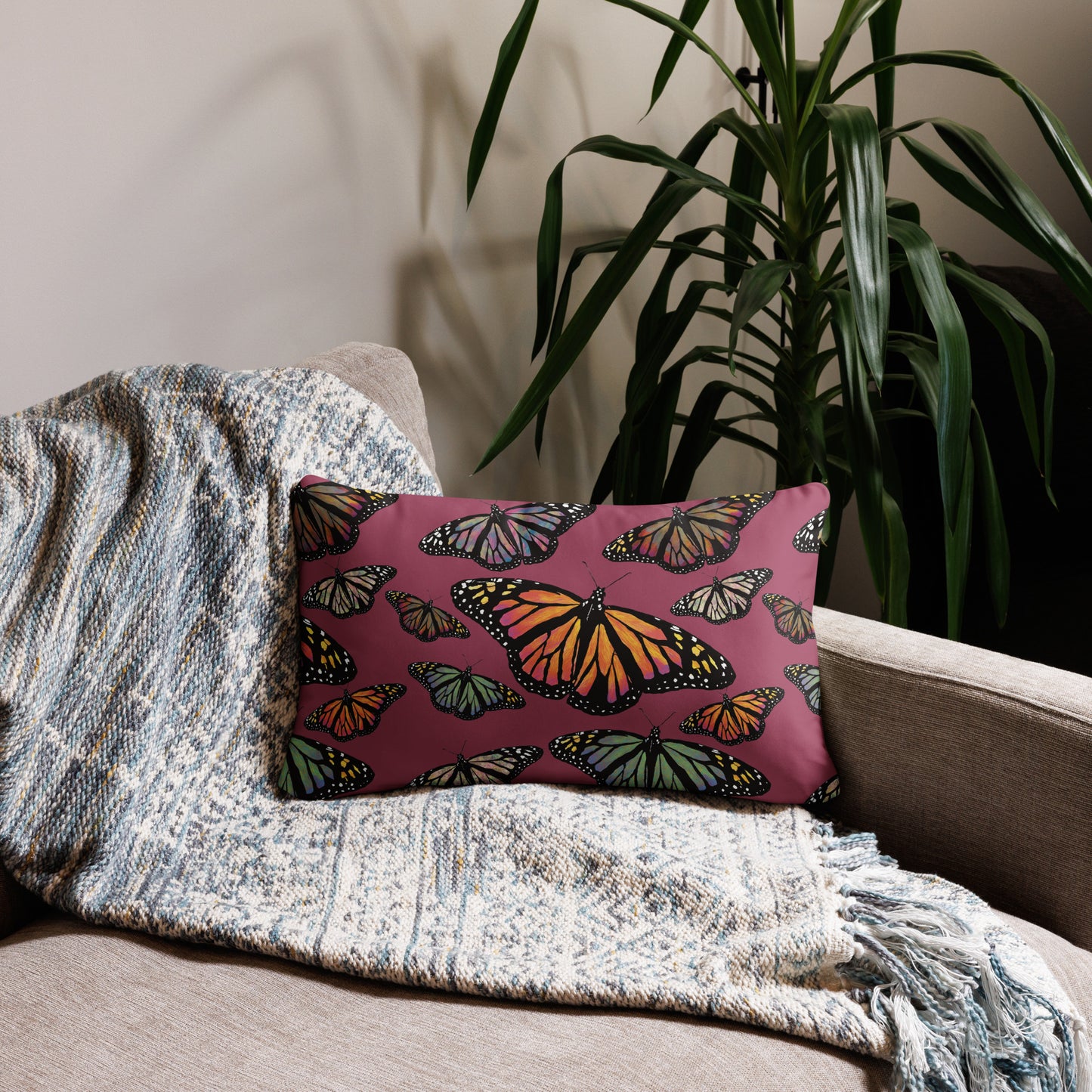 Colorful Butterfly Basic Pillow 20″×12″