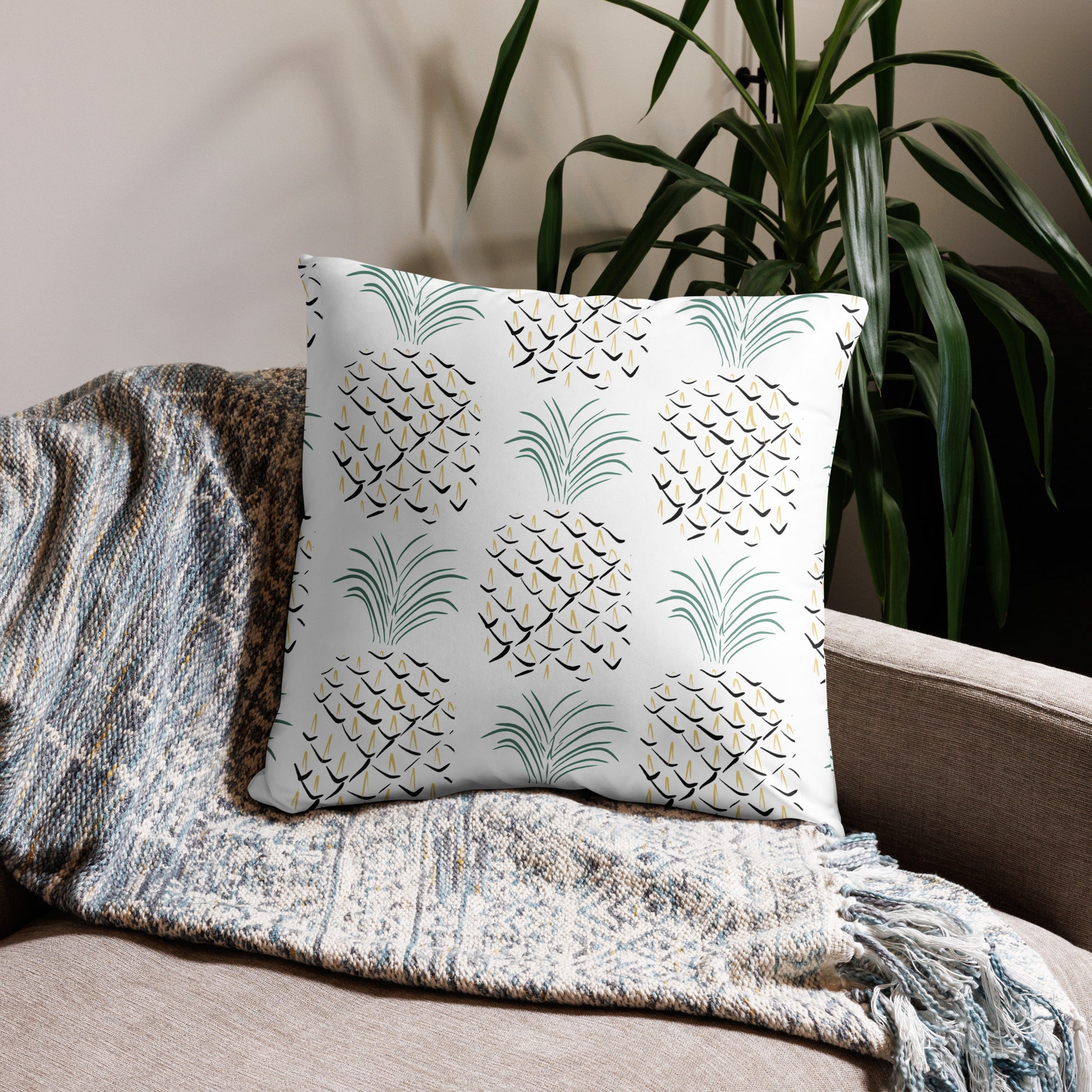 Pineapple Abstract Art Basic Pillow