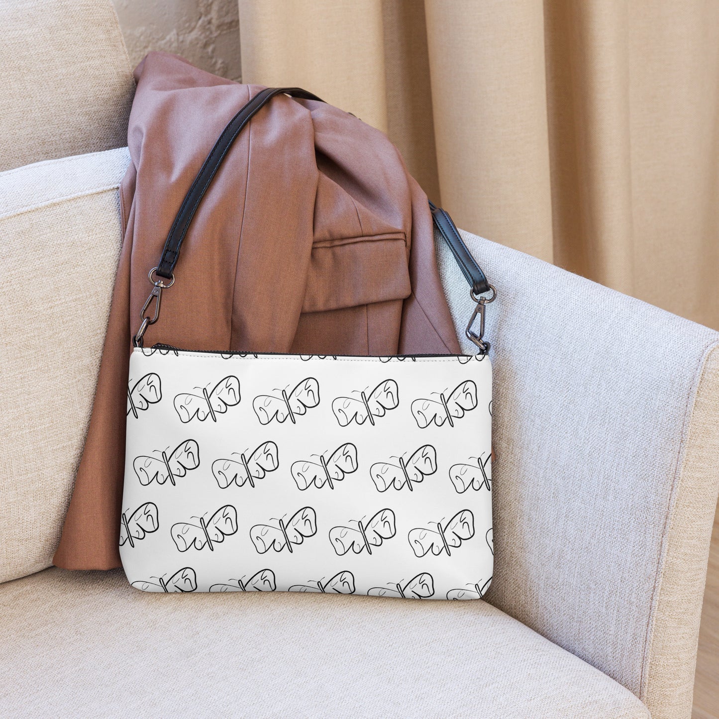 Black and White Abstract Butterfly Crossbody Bag