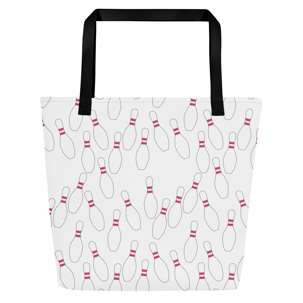 Bowling Pin All-Over Print Large Tote Bag Default Title