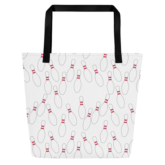 Bowling Pin All-Over Print Large Tote Bag Default Title