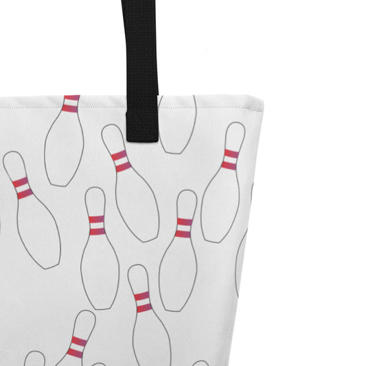 Bowling Pin All-Over Print Large Tote Bag