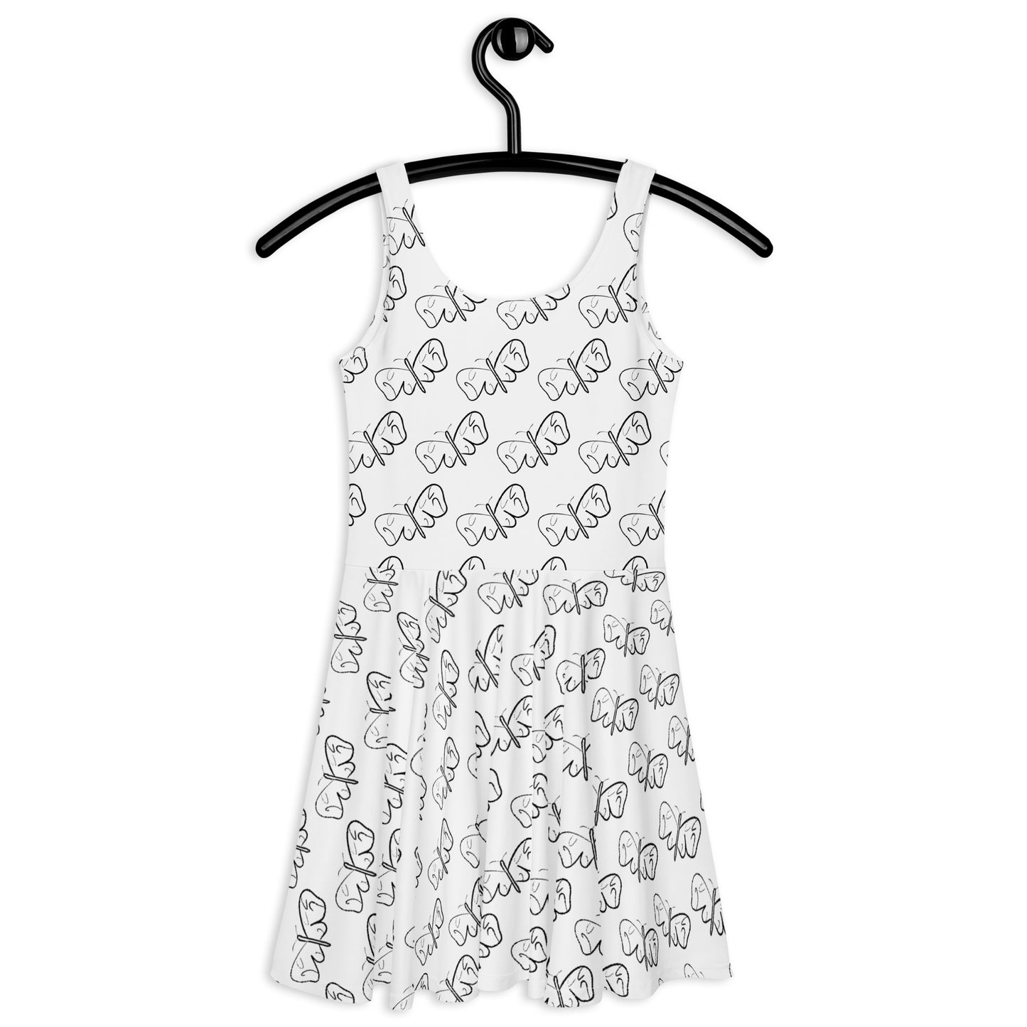 Black and White Abstract Butterfly Skater Dress