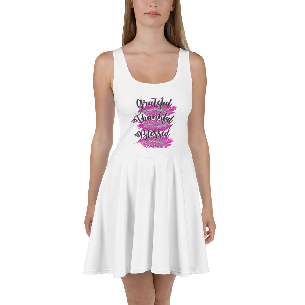 Grateful Thankful Blessed Pink Skater Dress 3XL