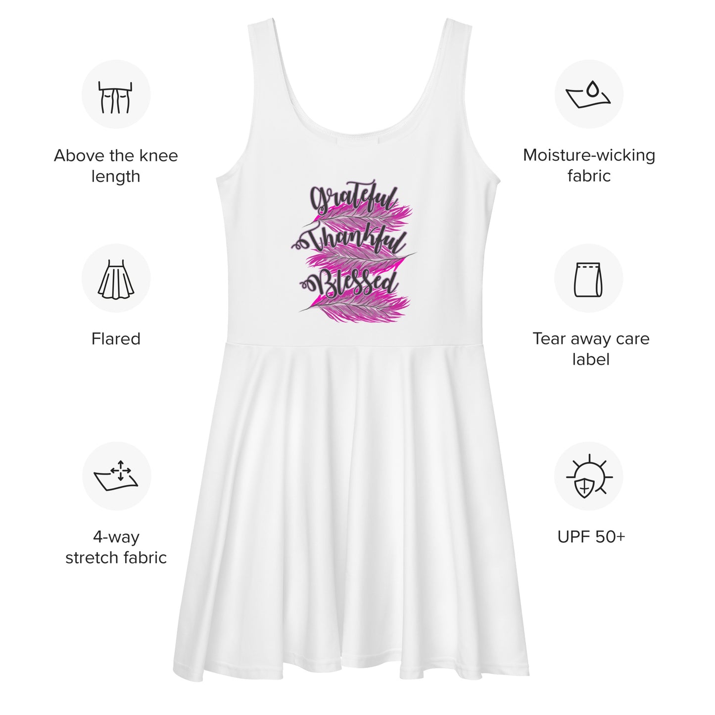 Grateful Thankful Blessed Pink Skater Dress