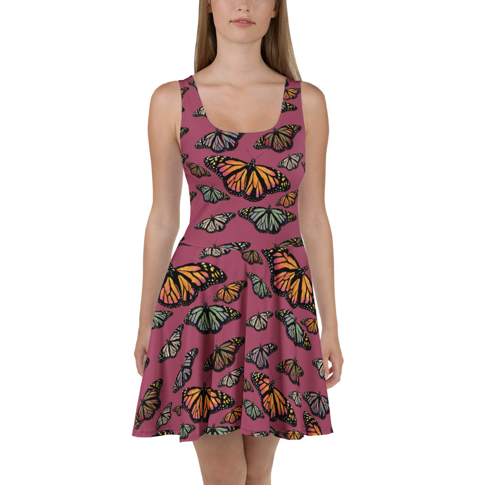 Colorful Butterfly Skater Dress 3XL