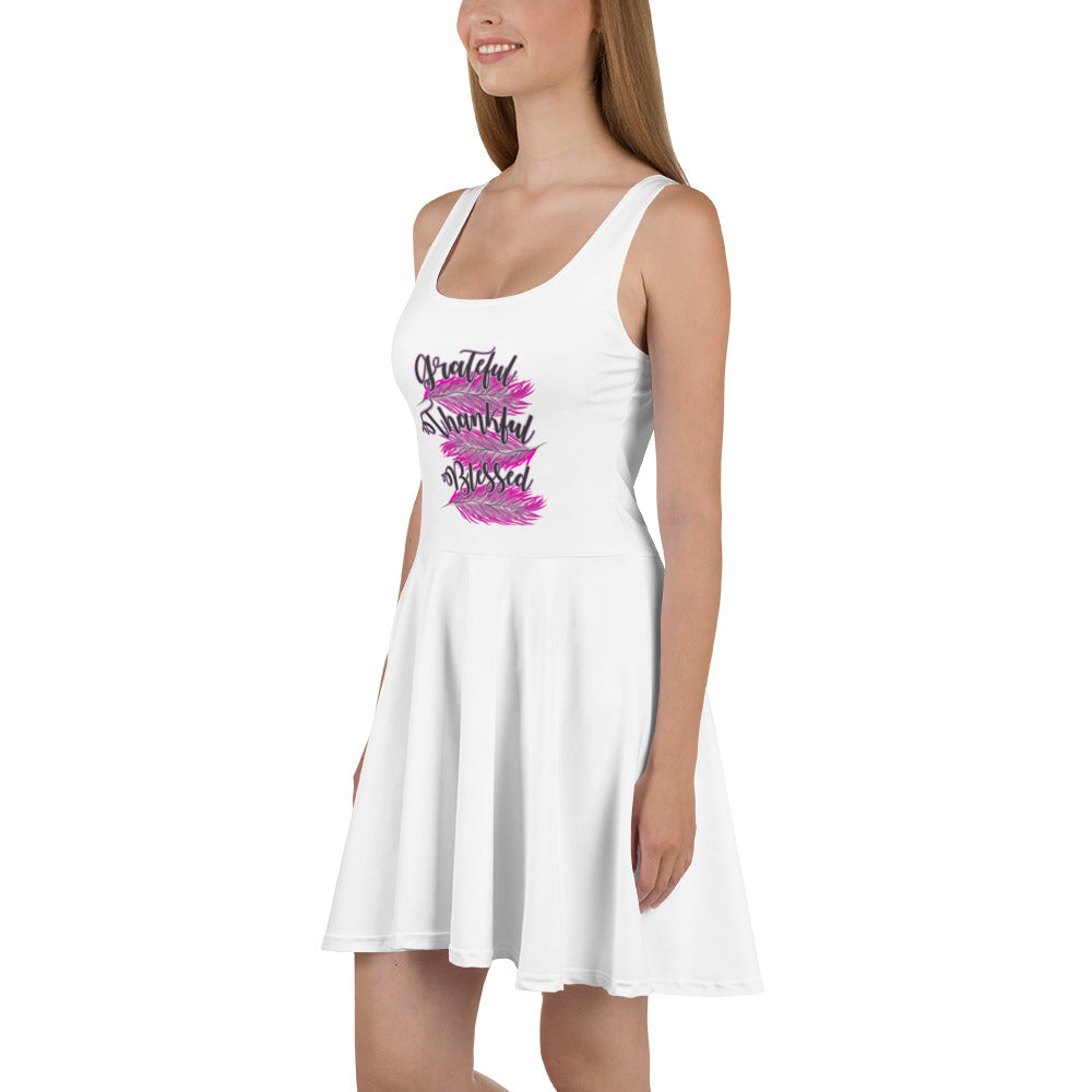 Grateful Thankful Blessed Pink Skater Dress