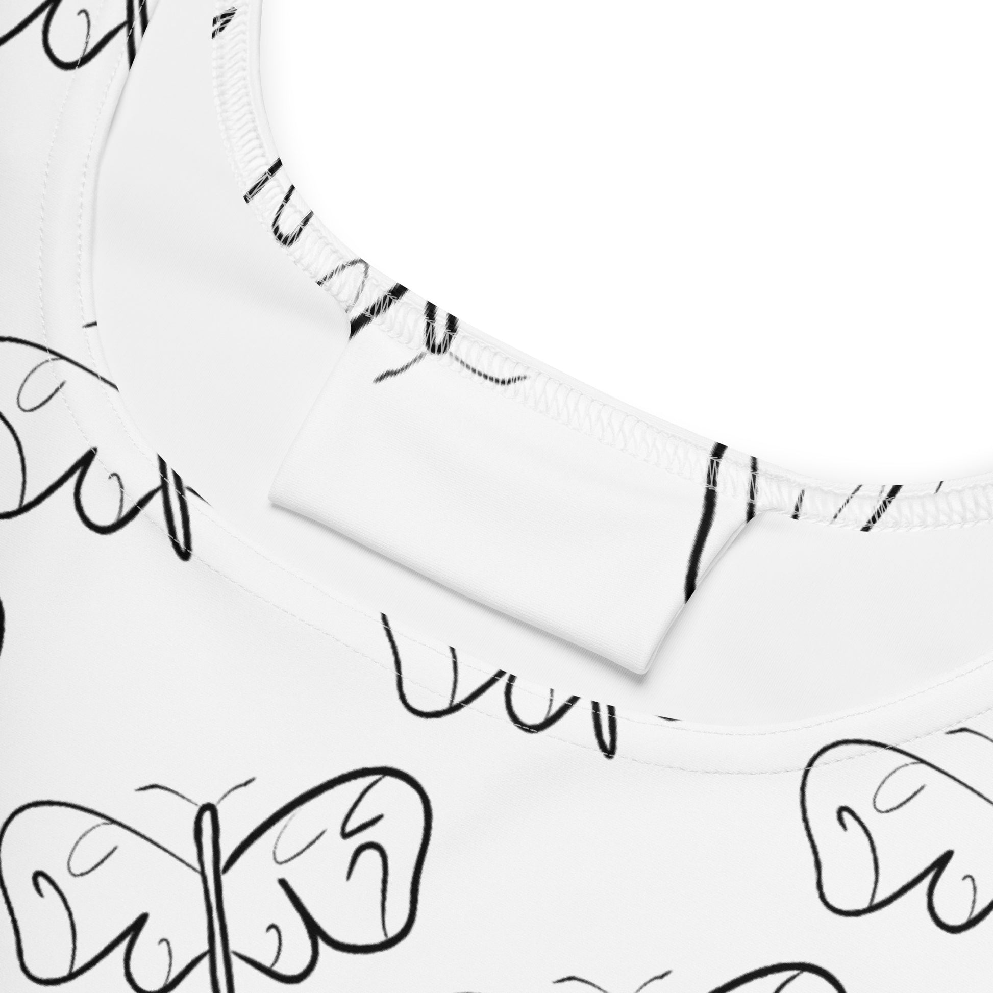 Black and White Abstract Butterfly Skater Dress