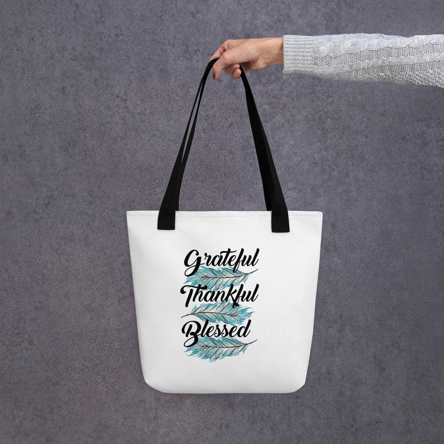 Grateful Thankful Blessed Teal Tote bag Default Title
