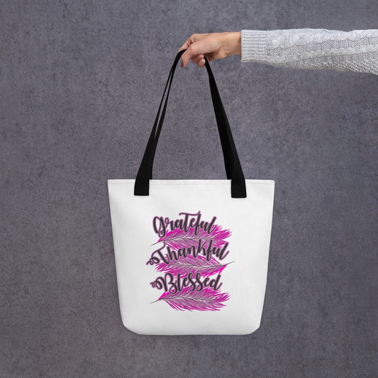 Thankful Grateful Blessed Pink Tote bag Default Title