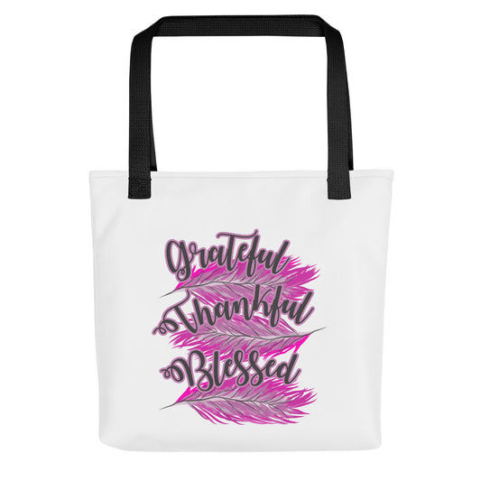 Thankful Grateful Blessed Pink Tote bag