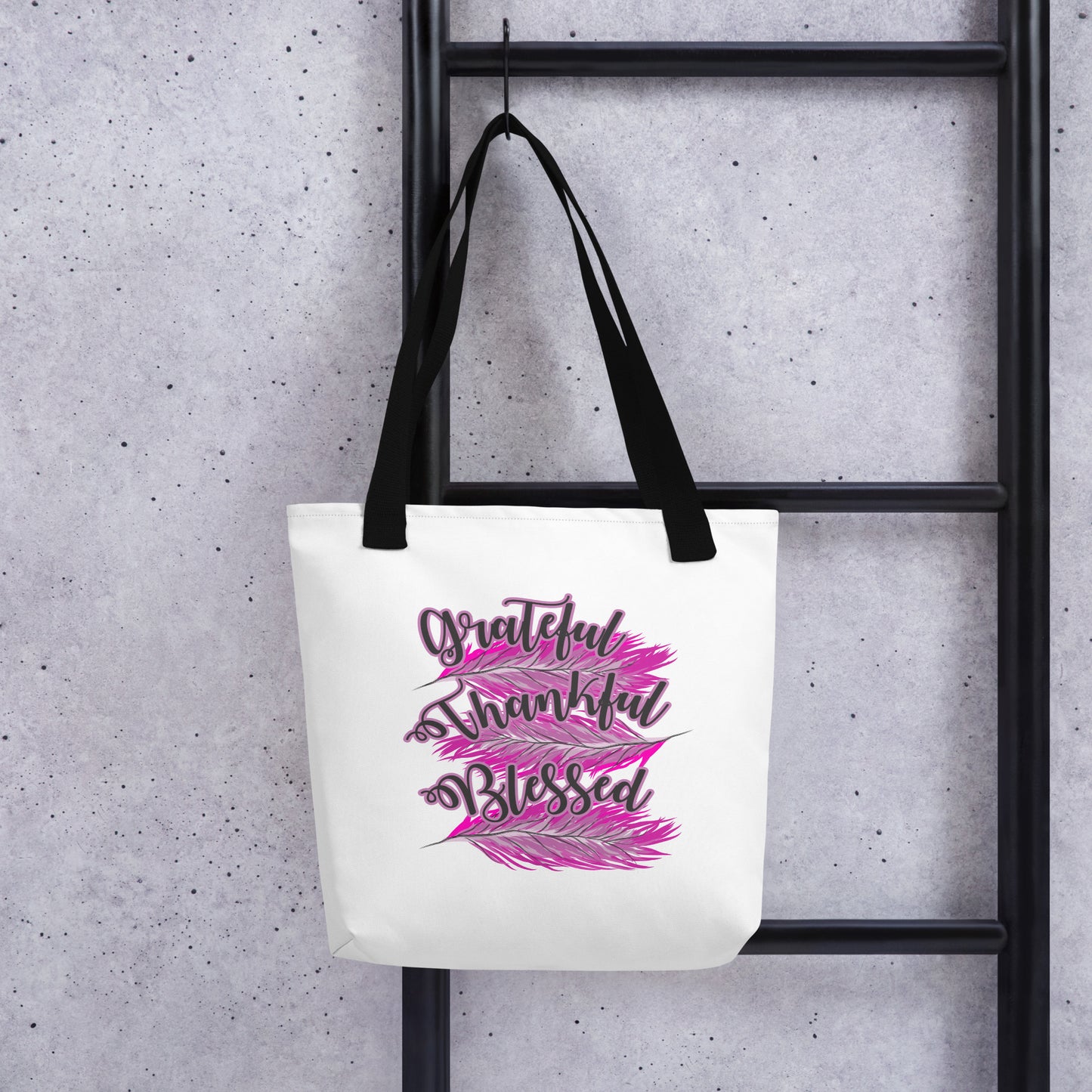 Thankful Grateful Blessed Pink Tote bag