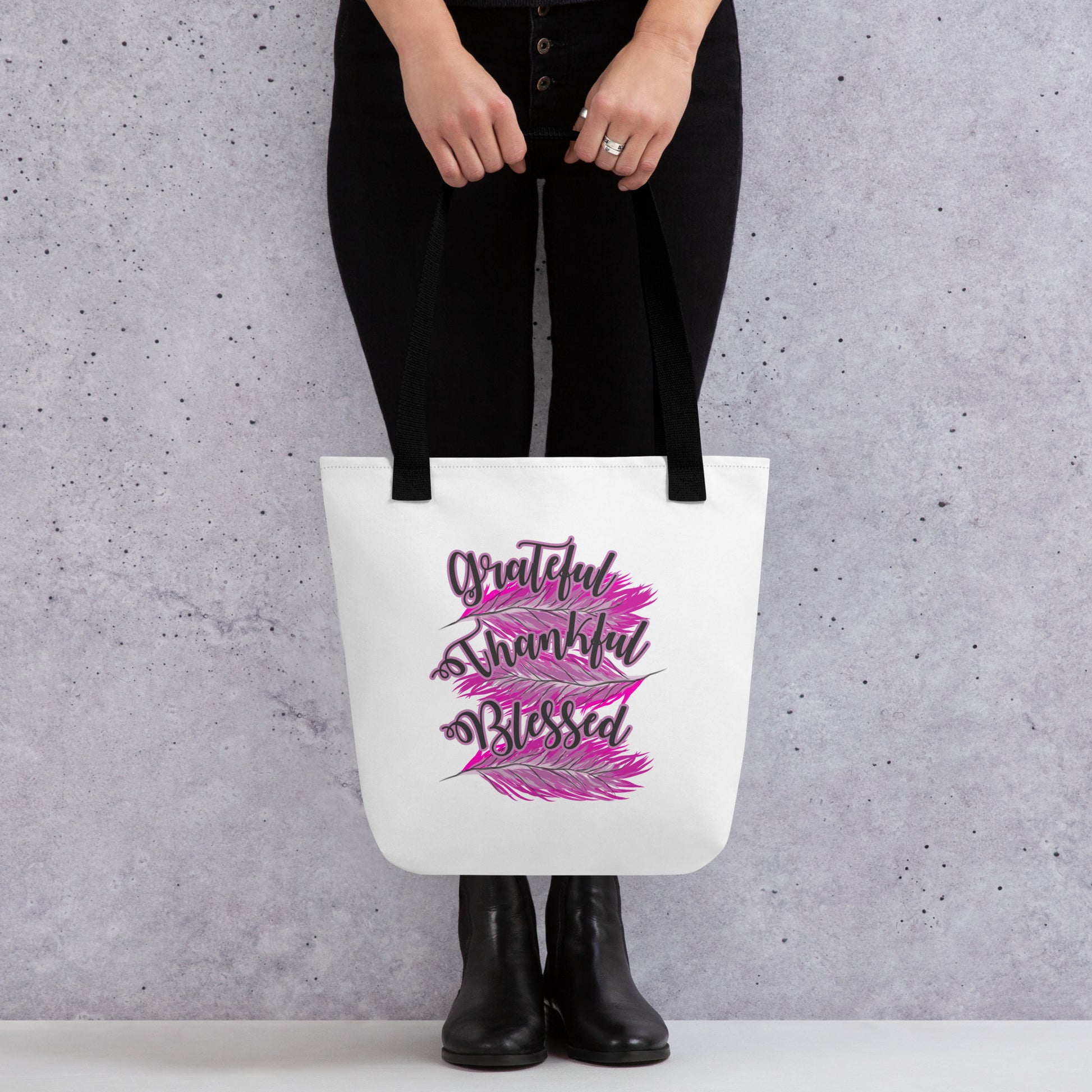 Thankful Grateful Blessed Pink Tote bag