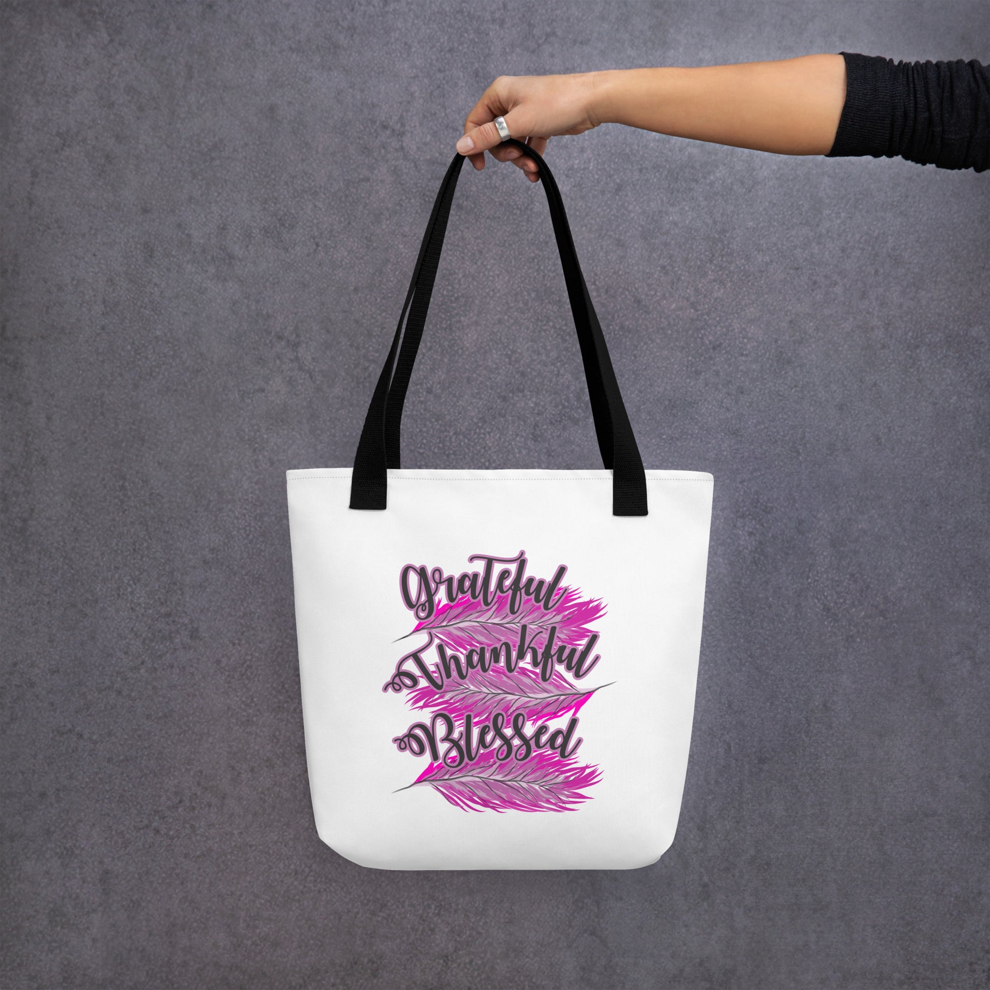 Thankful Grateful Blessed Pink Tote bag