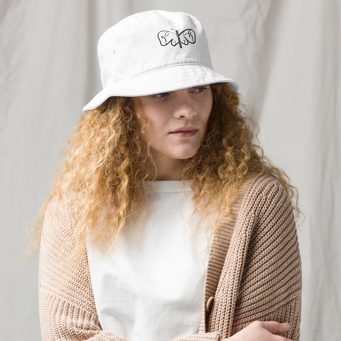 Black and White Abstract Butterfly Organic bucket hat