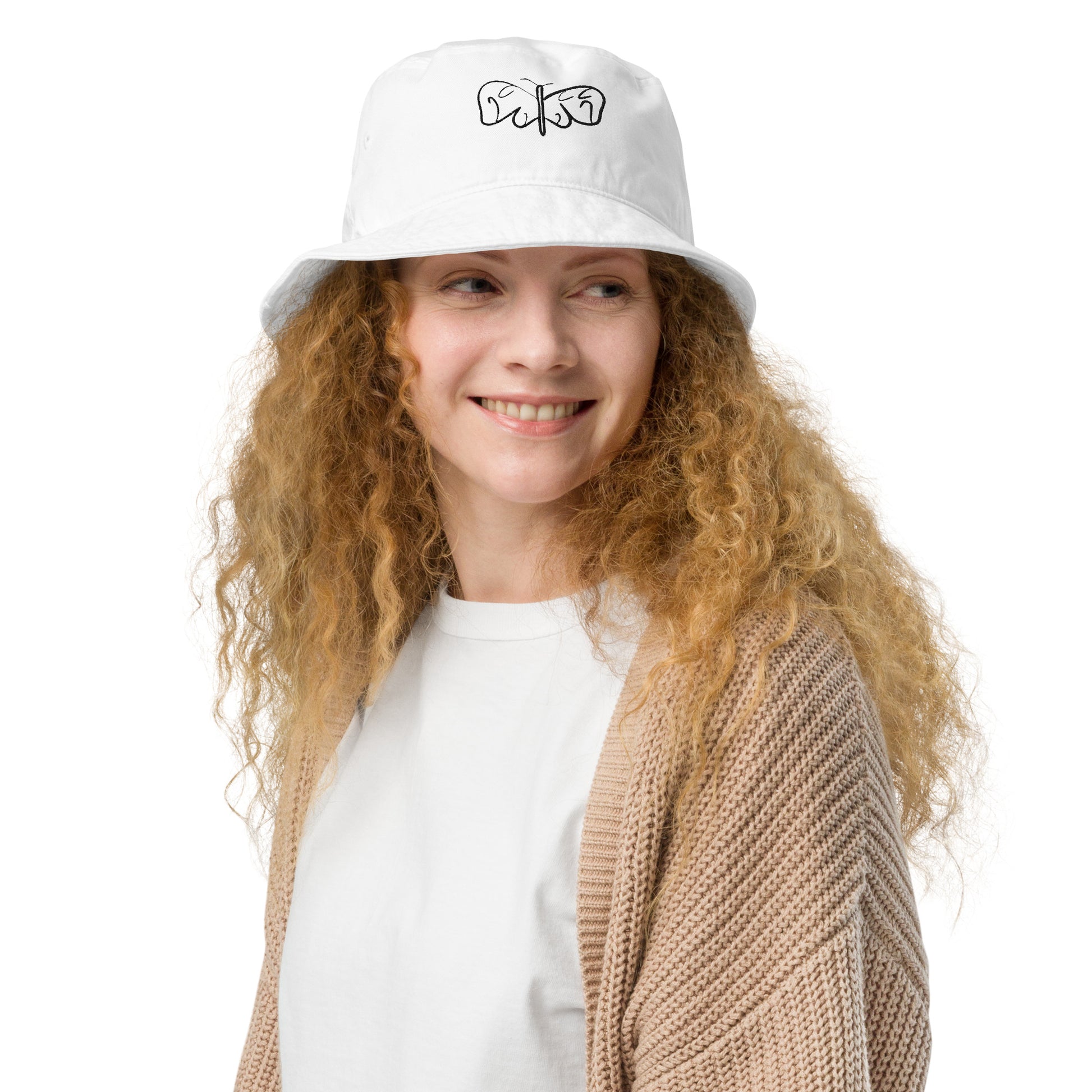 Black and White Abstract Butterfly Organic bucket hat