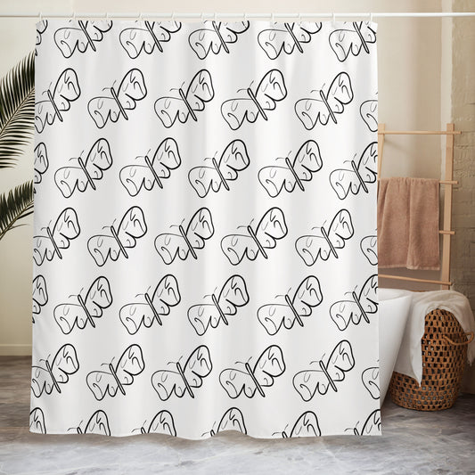 Black and White Abstract Butterfly Shower Curtain Default Title