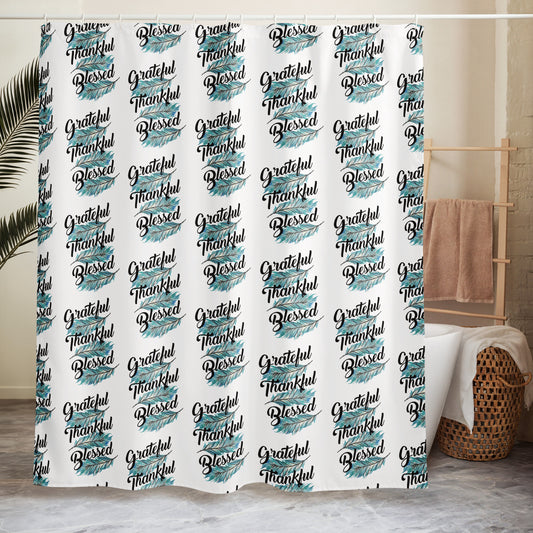 Grateful Thankful Blessed Teal Shower curtain Default Title