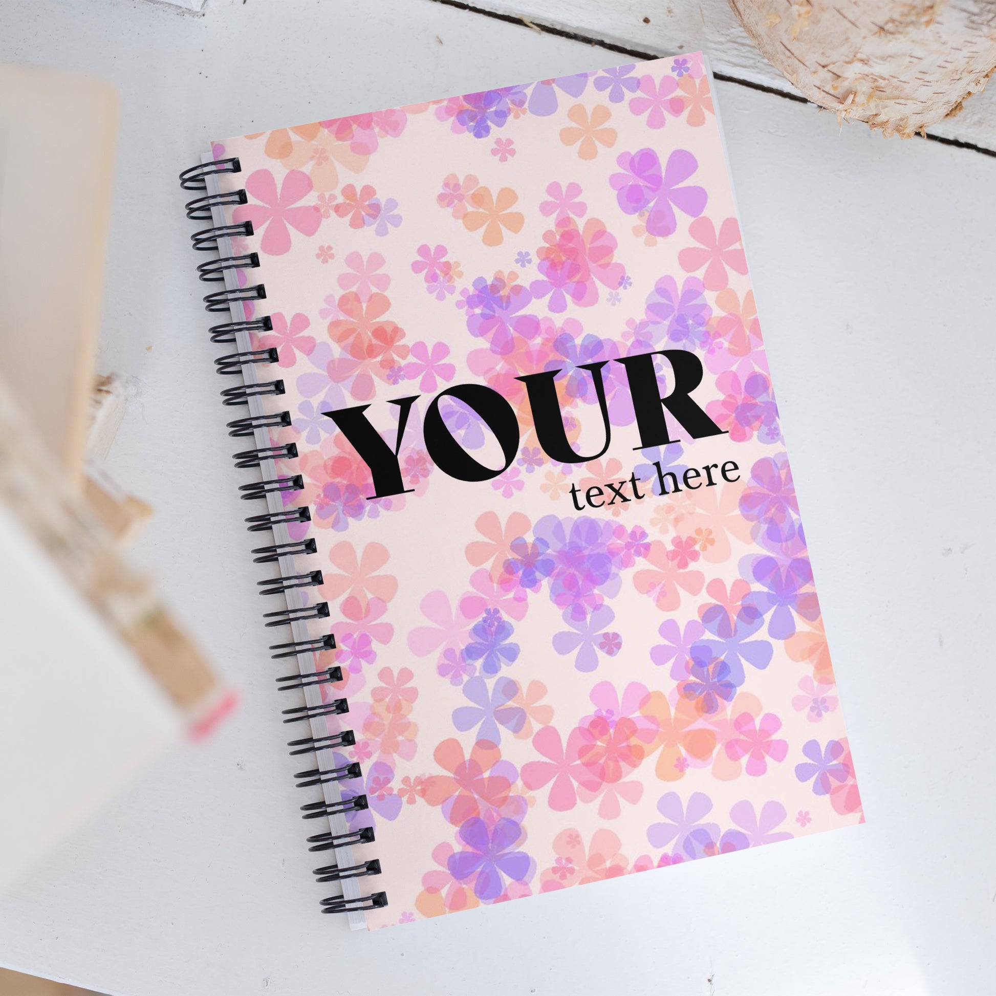 Pink Purple Flowers Spiral Dotted Line Notebook Default Title