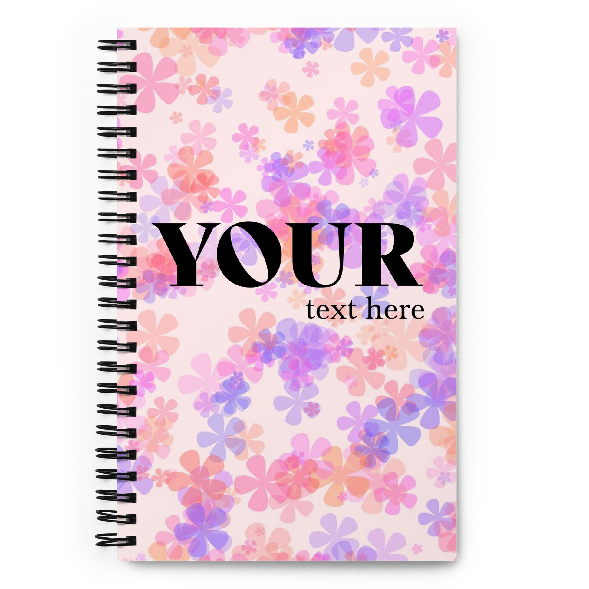 Pink Purple Flowers Spiral Dotted Line Notebook