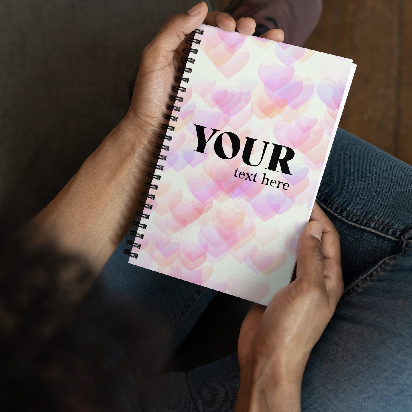 Pink Purple Hearts Spiral Dotted Line Notebook