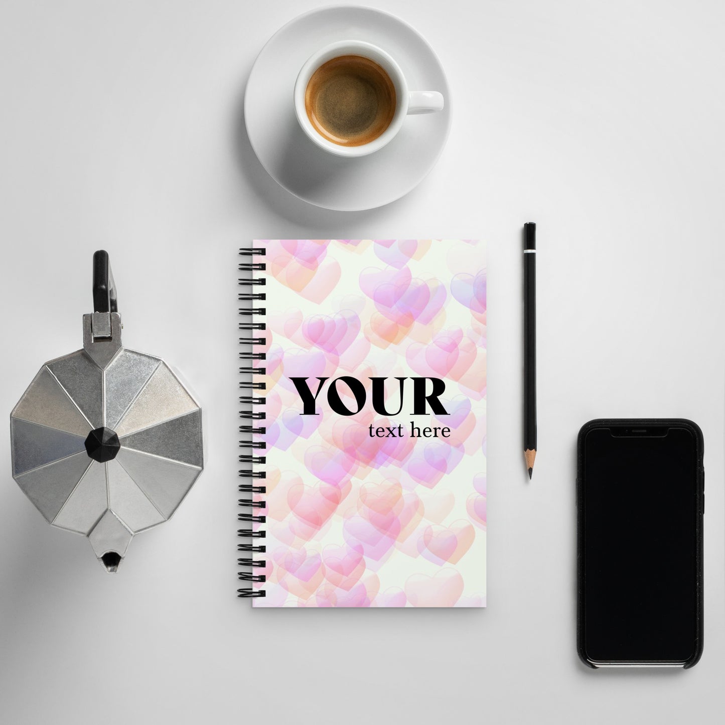 Pink Purple Hearts Spiral Dotted Line Notebook