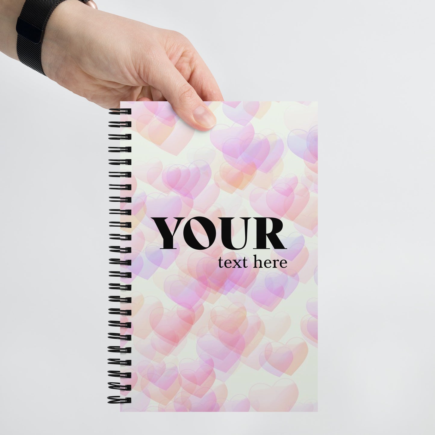 Pink Purple Hearts Spiral Dotted Line Notebook