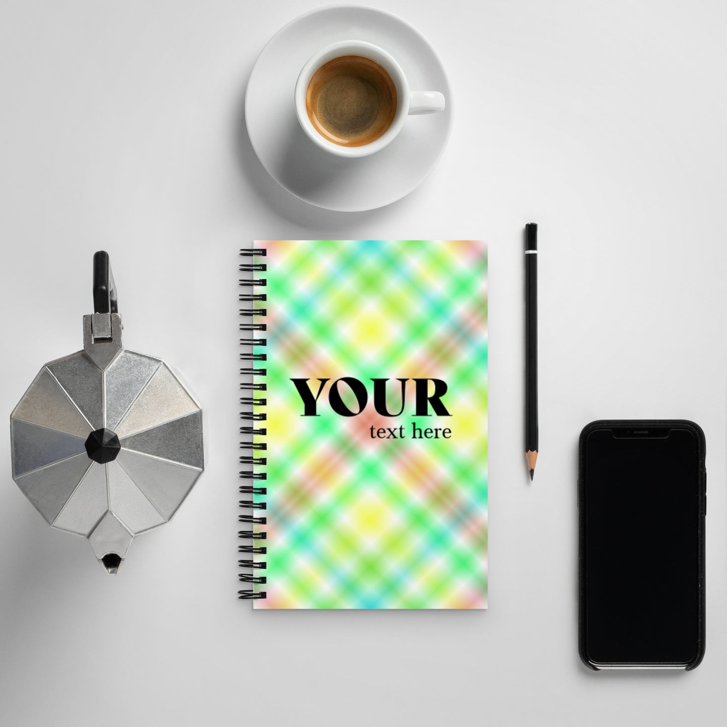 Green Orange Blue Yellow Spiral Dotted Line Notebook