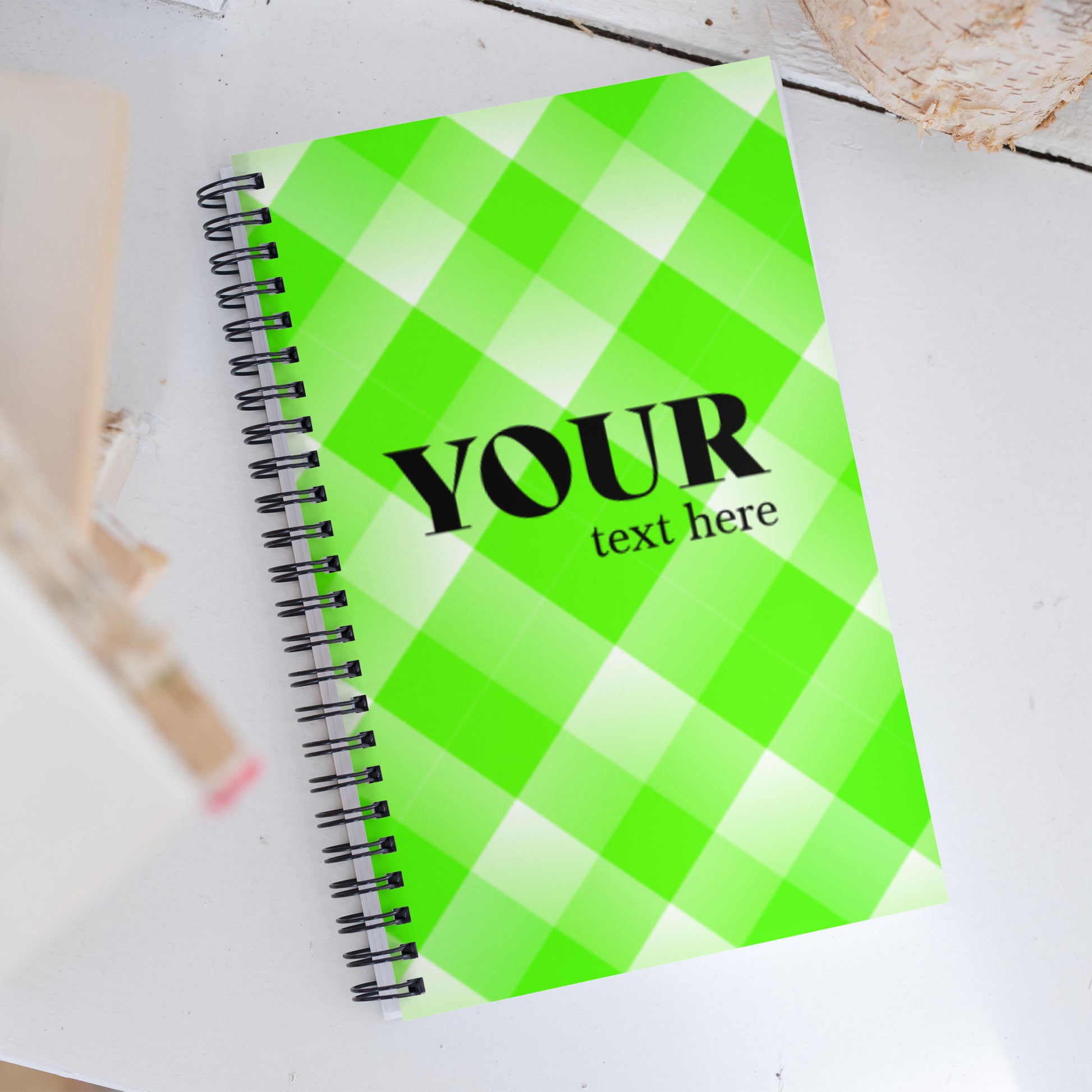 Green Plaid Spiral Dotted Line Notebook Default Title