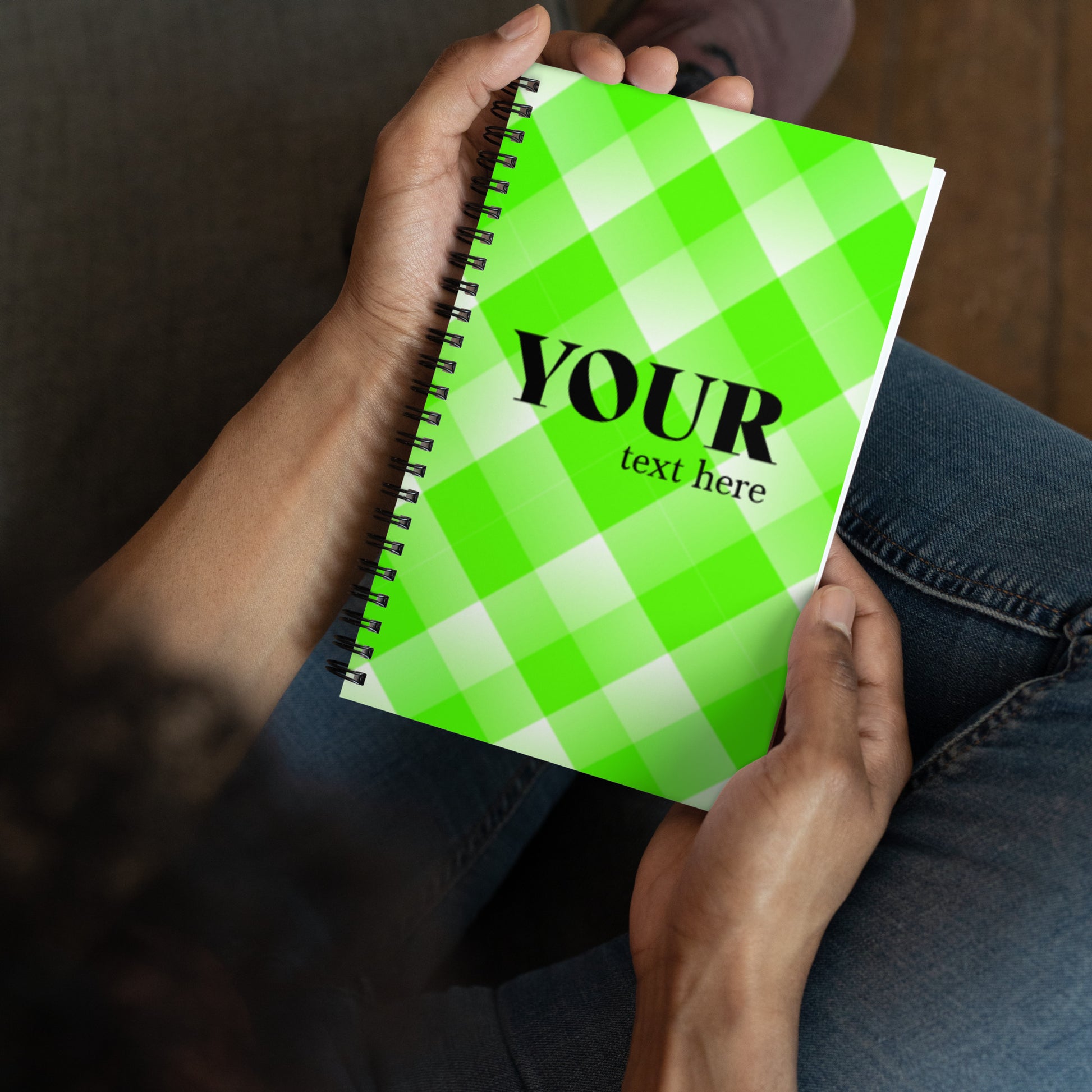 Green Plaid Spiral Dotted Line Notebook