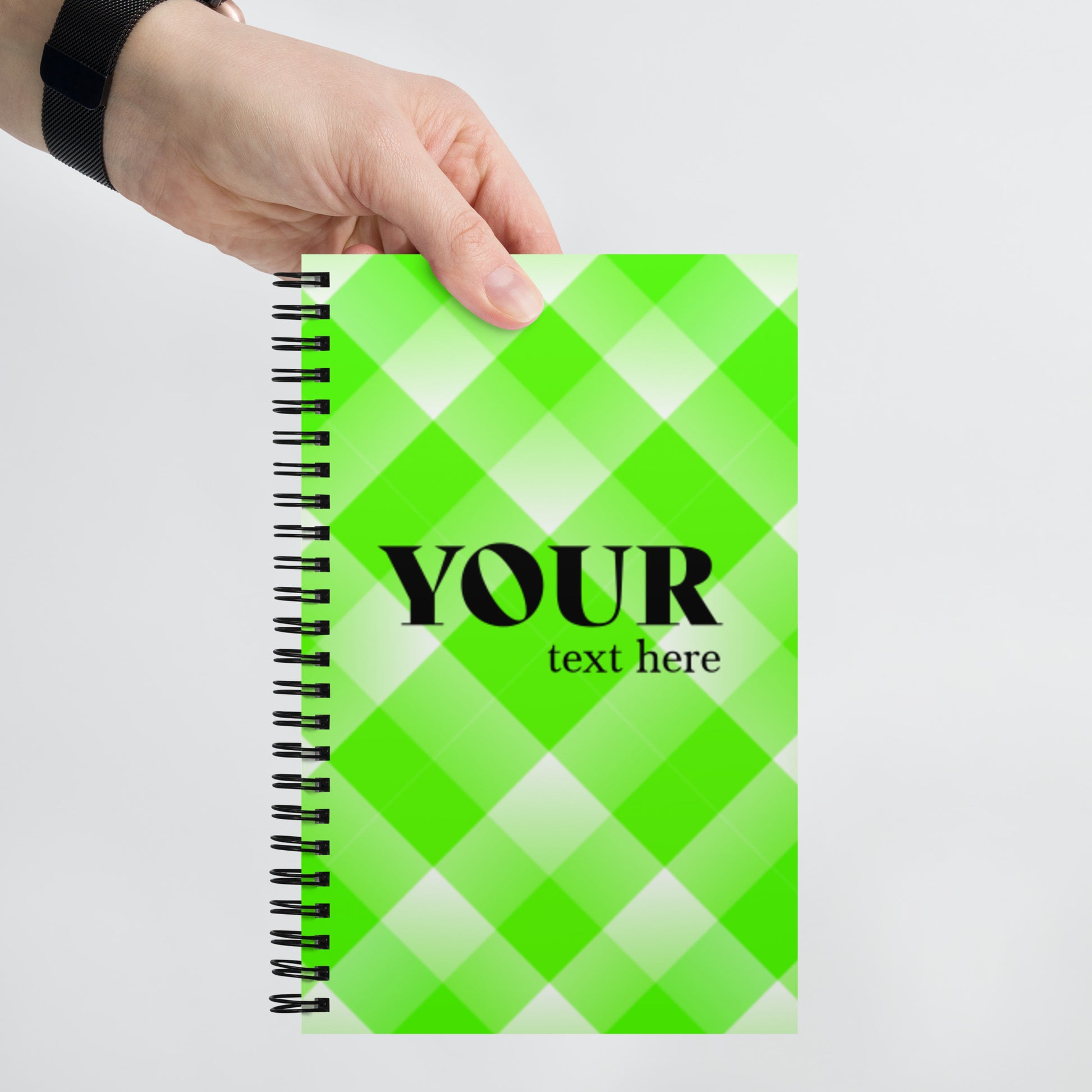Green Plaid Spiral Dotted Line Notebook