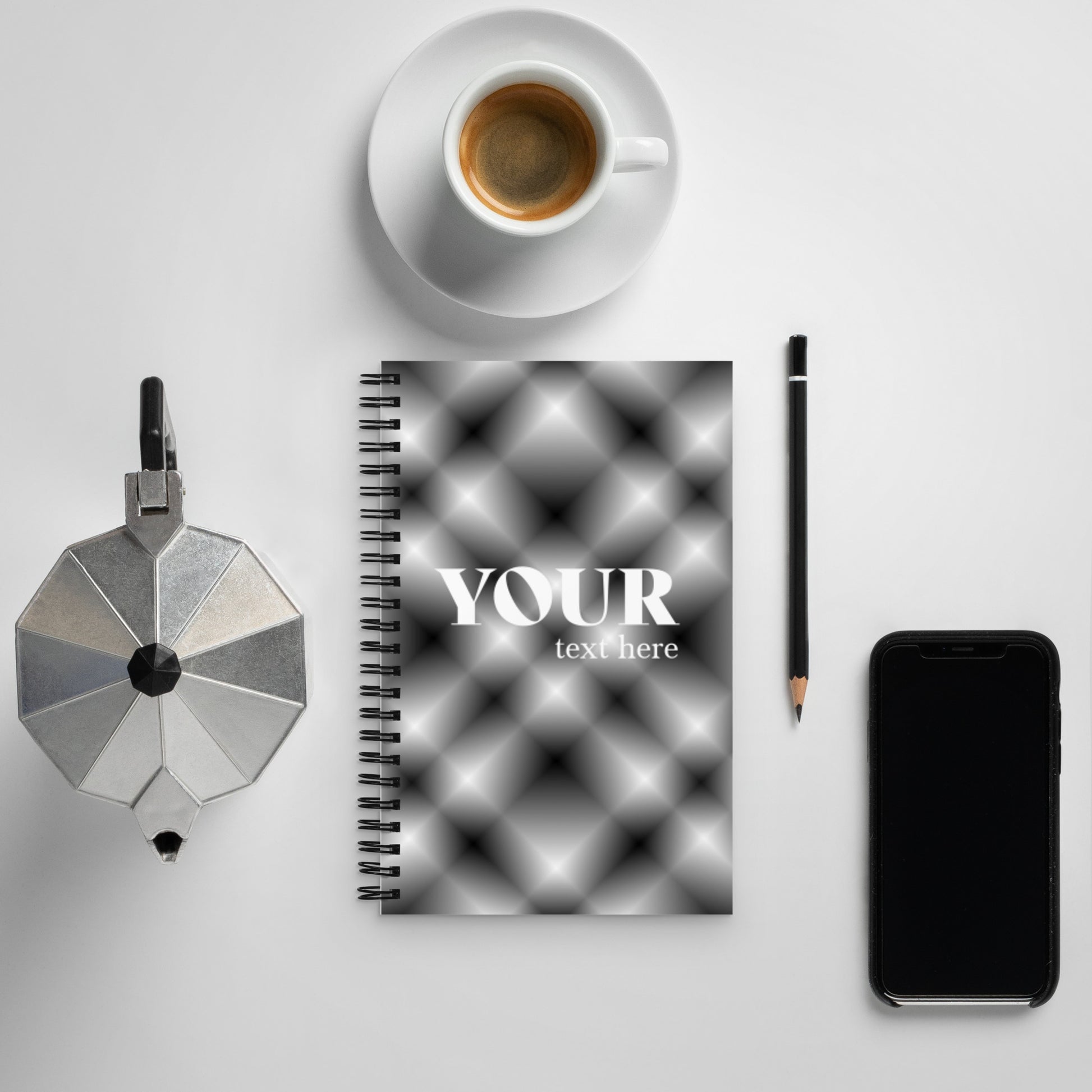 Black Plaid Spiral Dotted Line Notebook