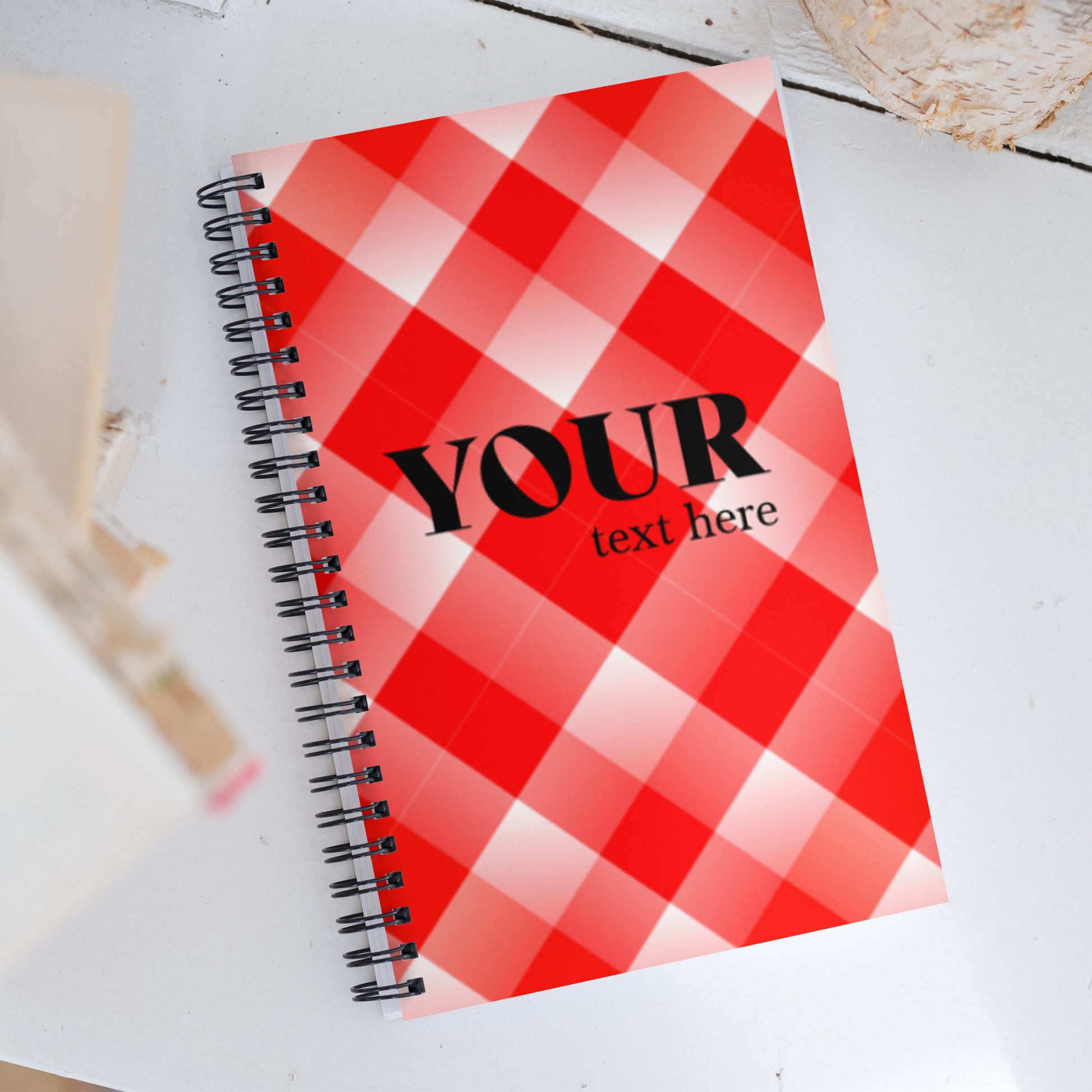 Red Plaid Spiral Dotted Line Notebook Default Title