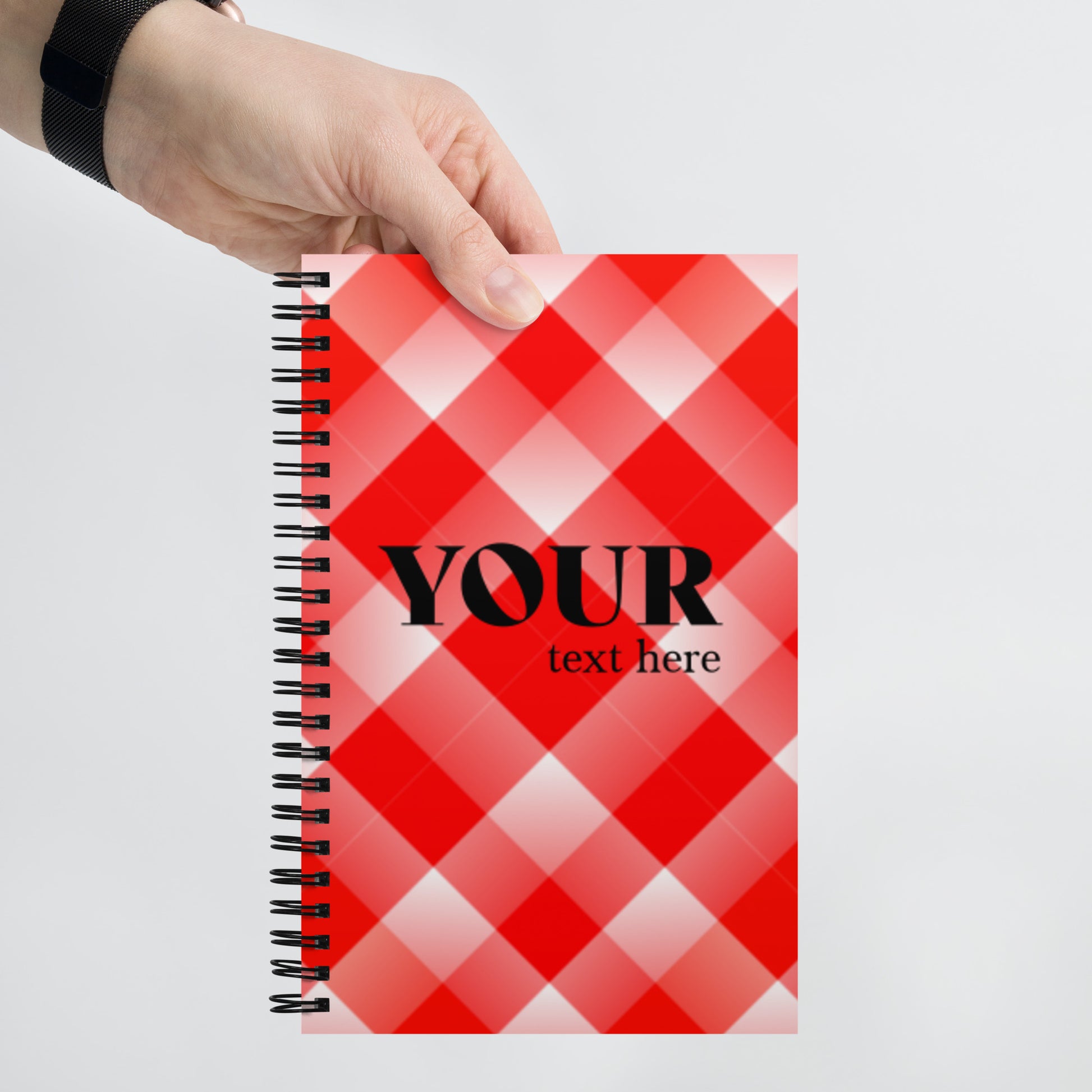 Red Plaid Spiral Dotted Line Notebook