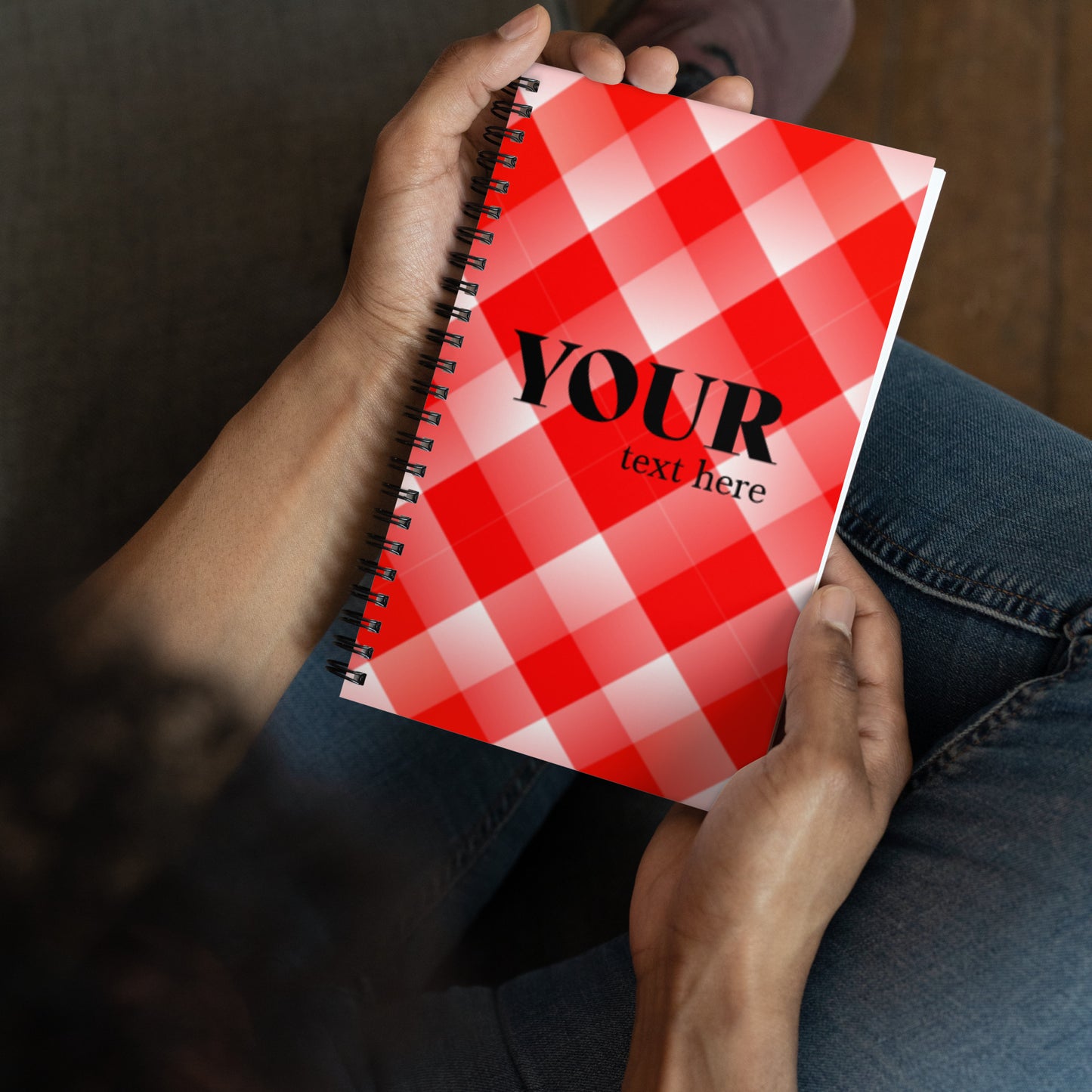 Red Plaid Spiral Dotted Line Notebook