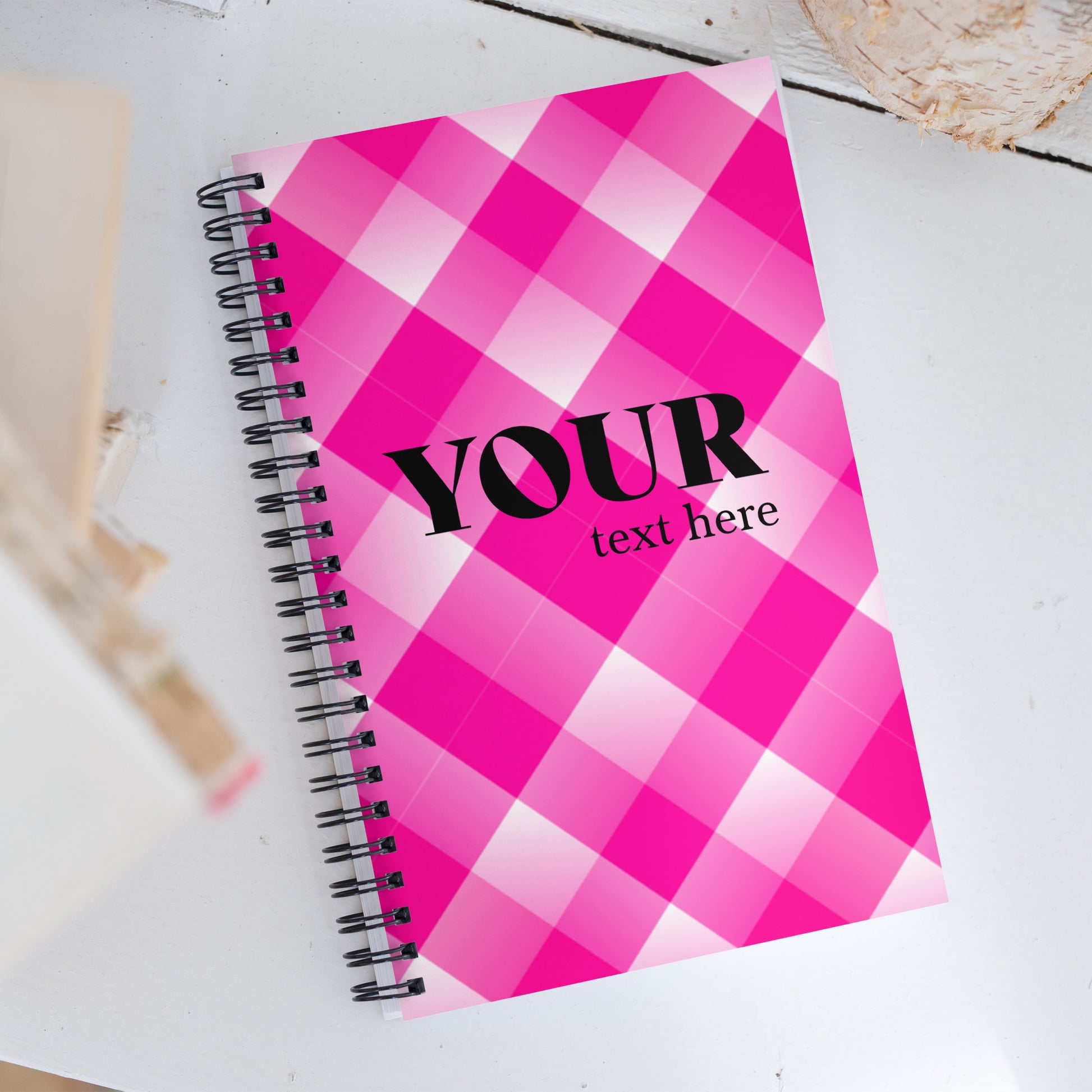 Pink Plaid Spiral Dotted Line Notebook Default Title