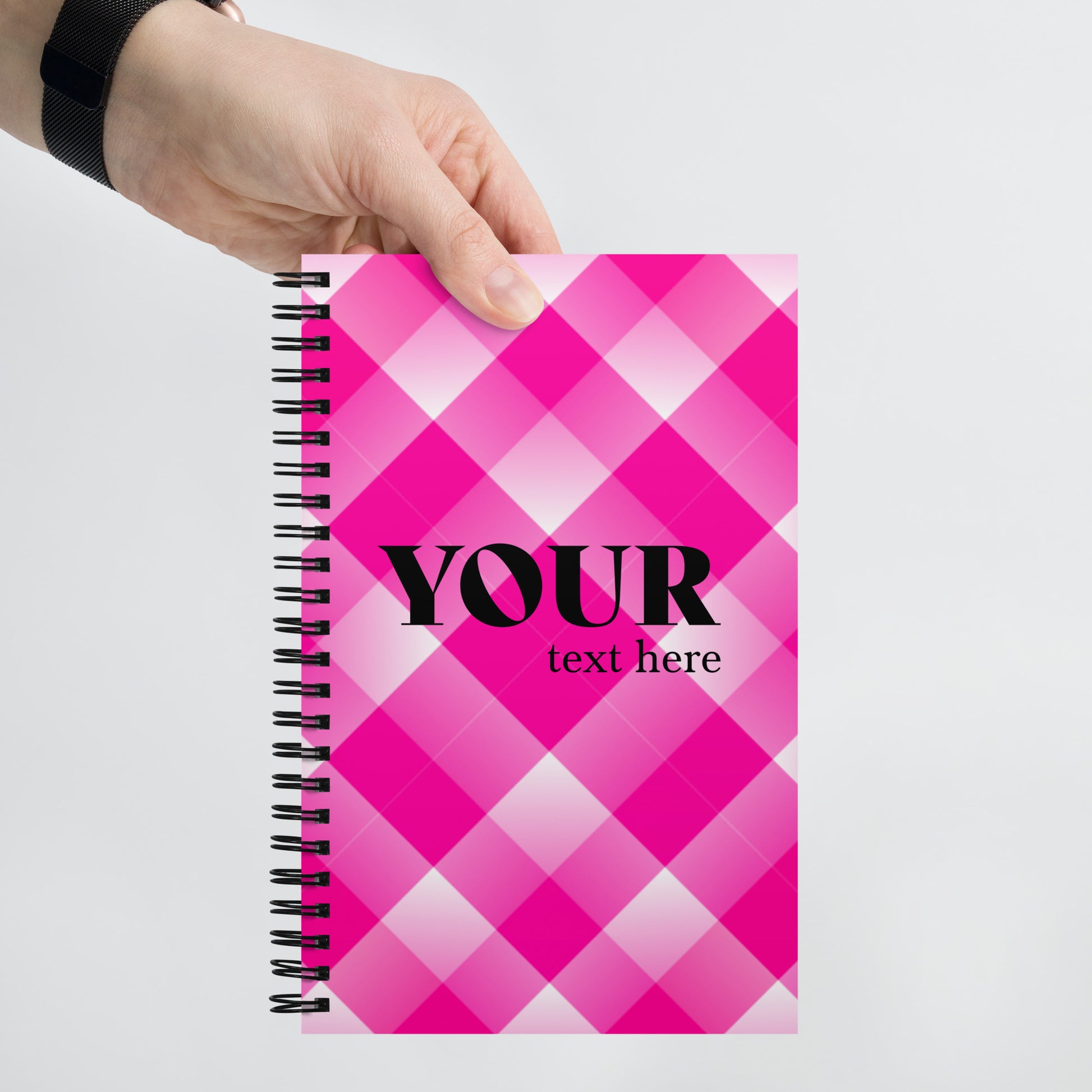 Pink Plaid Spiral Dotted Line Notebook