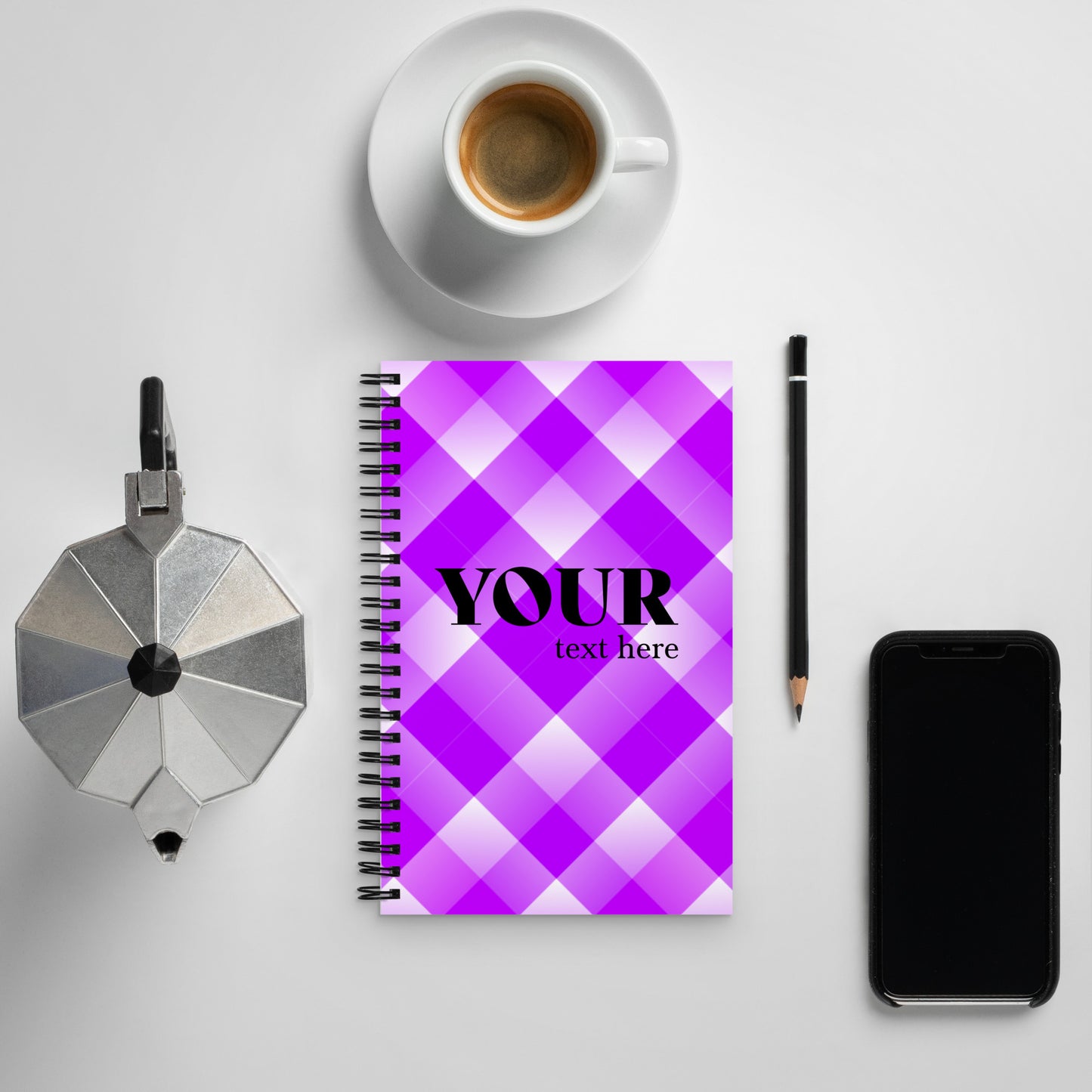 Purple Plaid Spiral Dotted Line Notebook