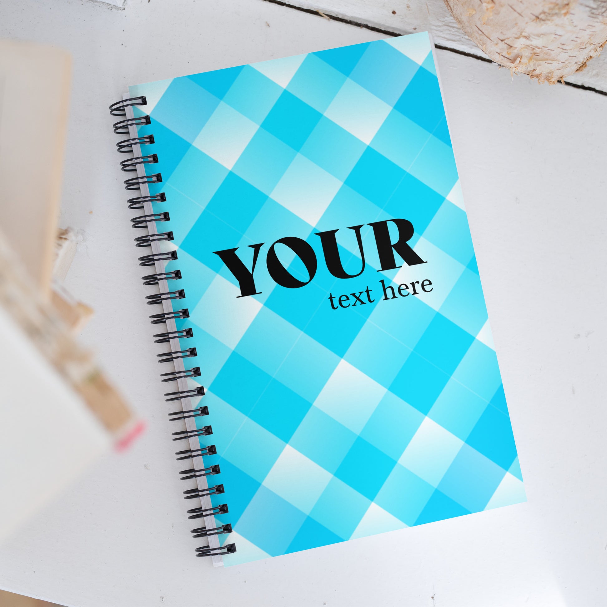 Blue Plaid Spiral Dotted Line Notebook Default Title