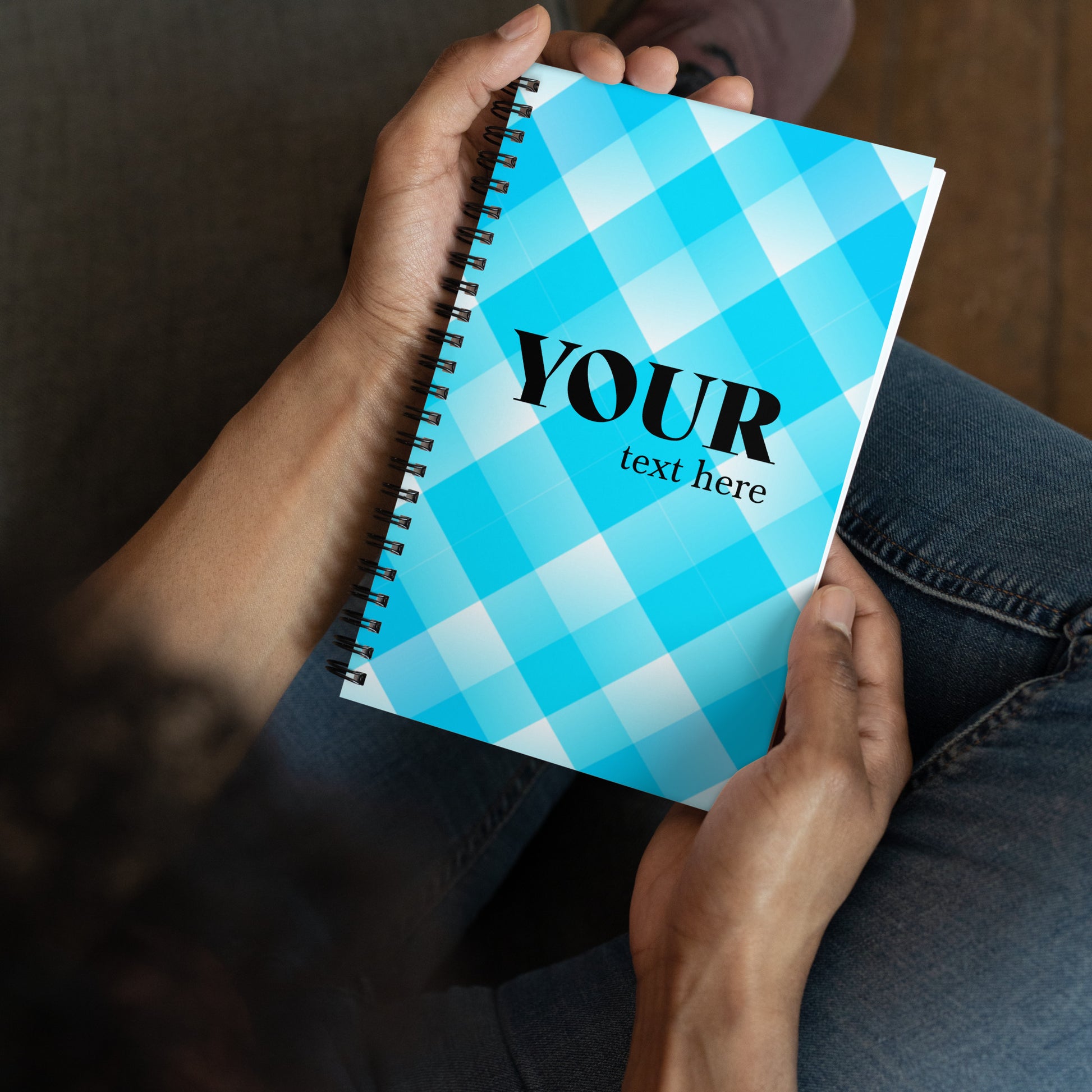 Blue Plaid Spiral Dotted Line Notebook
