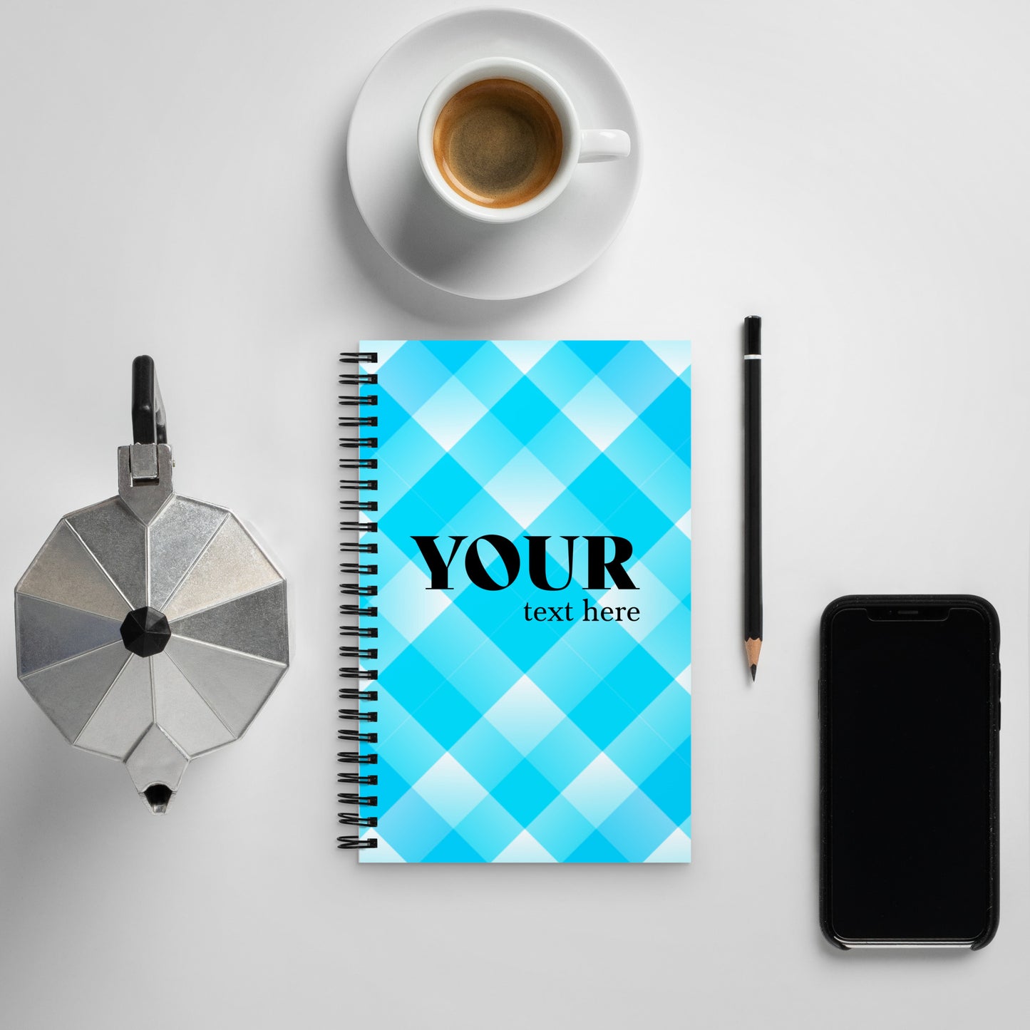 Blue Plaid Spiral Dotted Line Notebook
